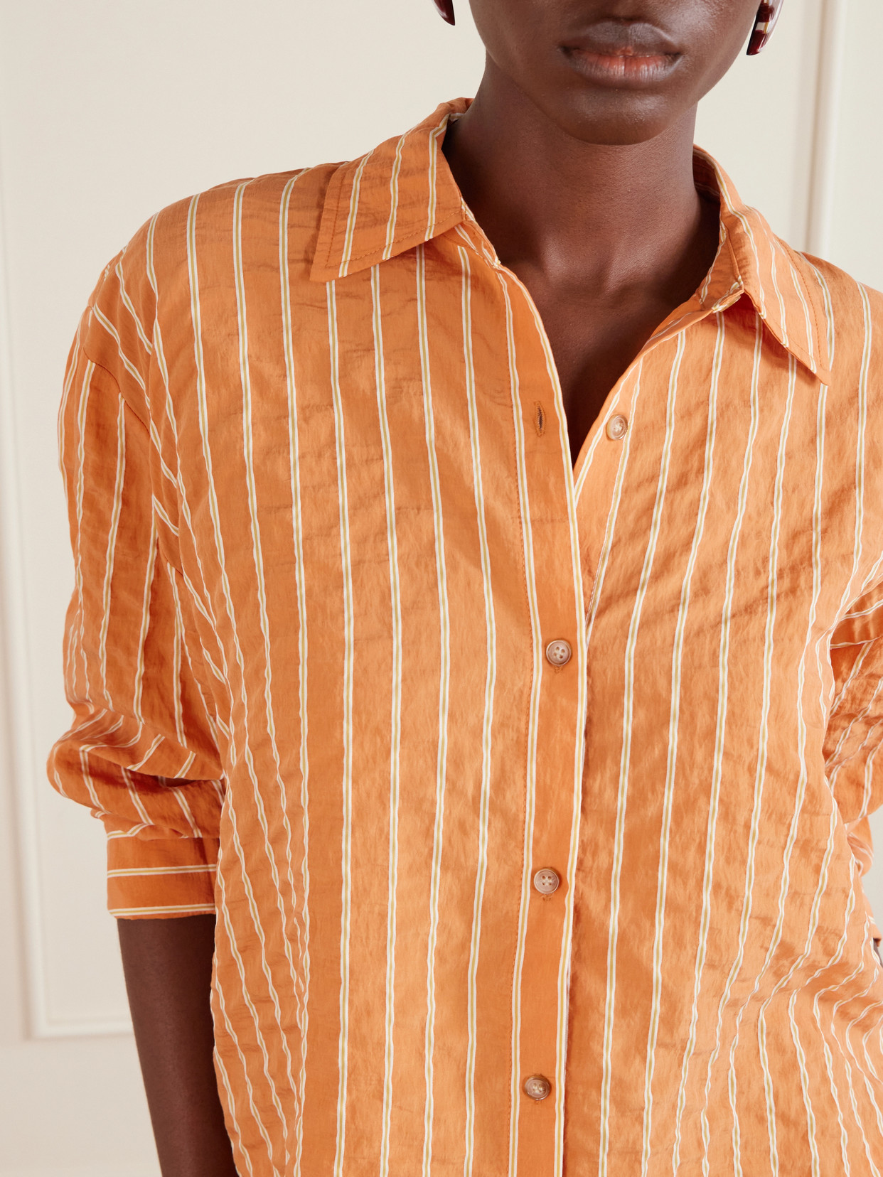 Tangier Striped Crinkled Tencel-Blend Shirt