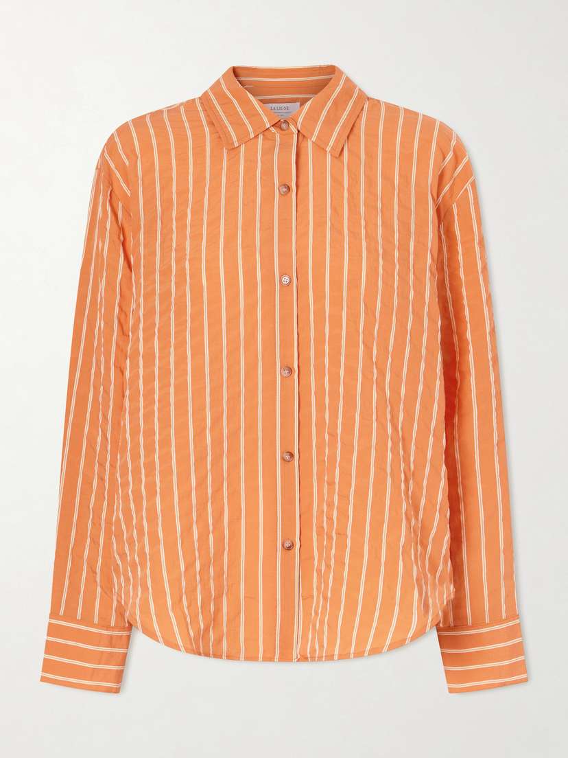 La Ligne Tangier Striped Crinkled Tencel™-blend Shirt