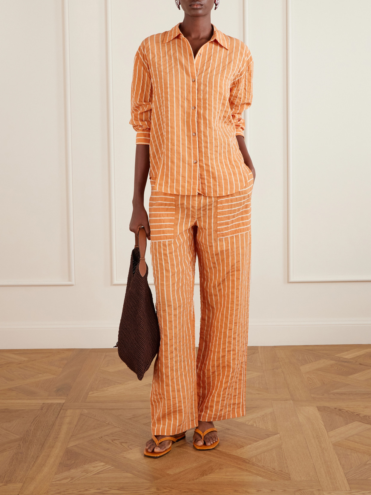 Tangier Striped Crinkled Tencel-Blend Shirt