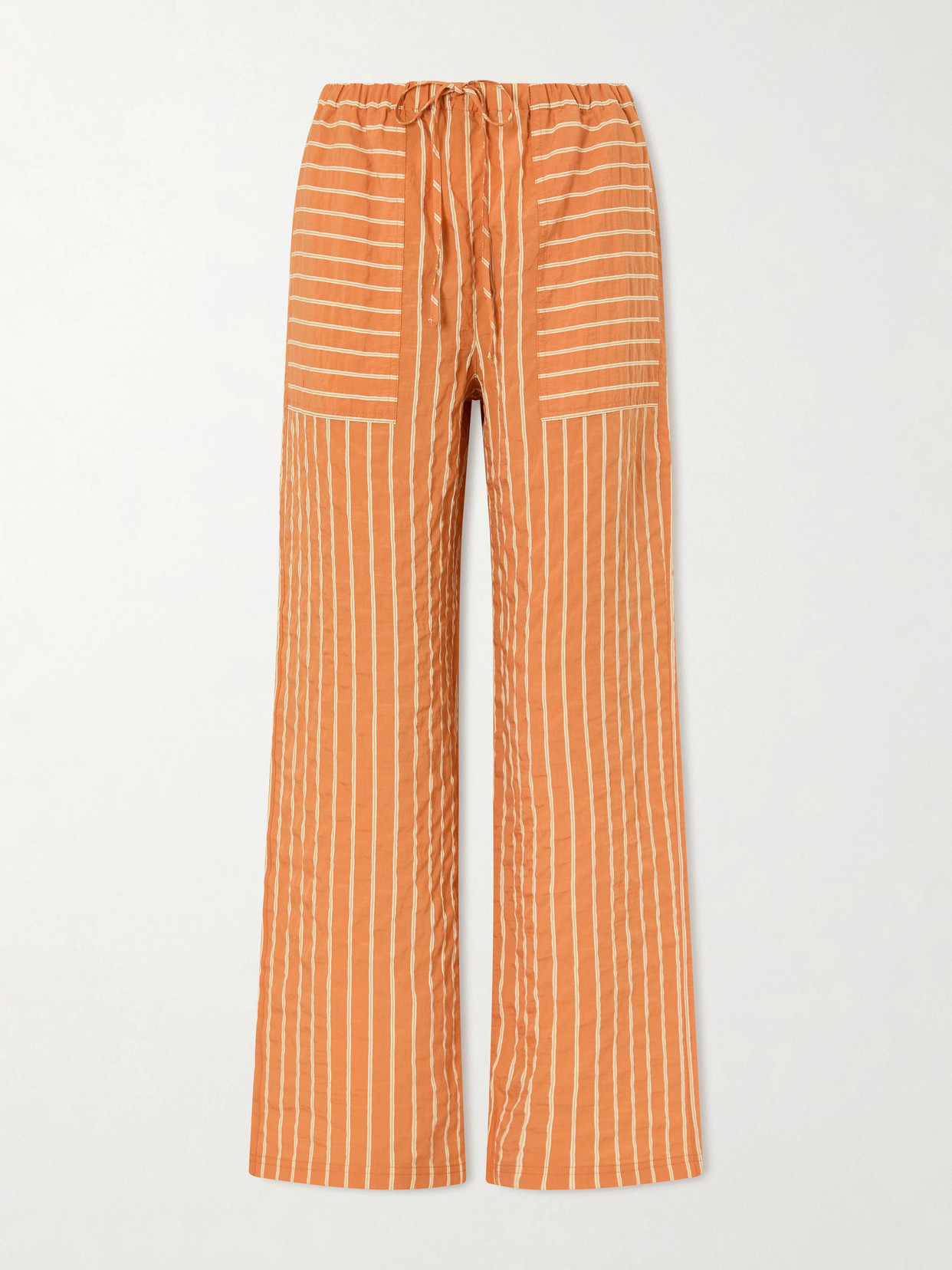 La Ligne Tangier Striped Crinkled Tencel™-blend Wide-leg Pants In Multi
