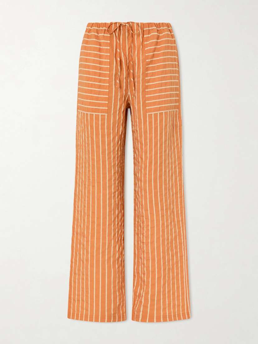La Ligne Tangier Striped Crinkled Tencel™-blend Wide-leg Pants