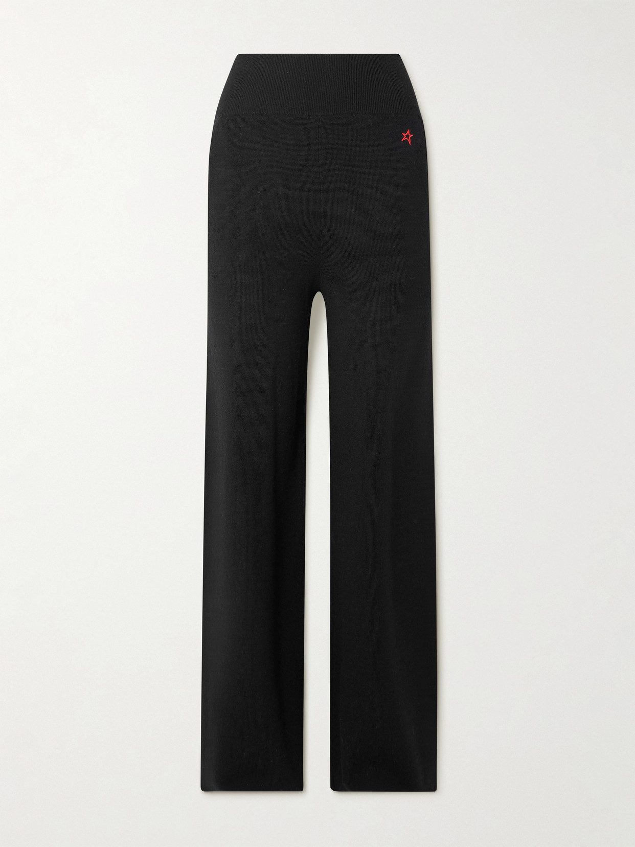 Perfect Moment Embroidered Merino Wool Wide-leg Pants In Black