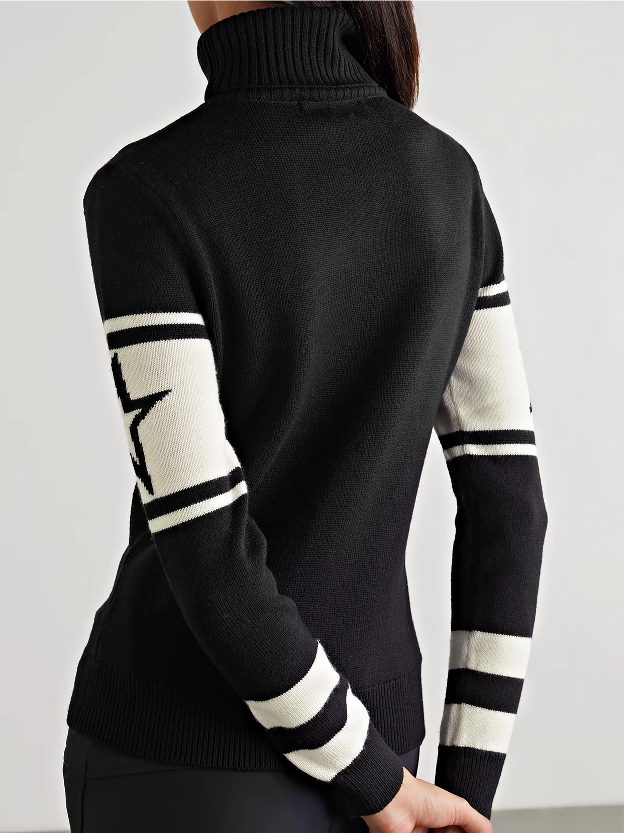 Perfect Moment Schild Intarsia Merino Wool Turtleneck Sweater In Brown