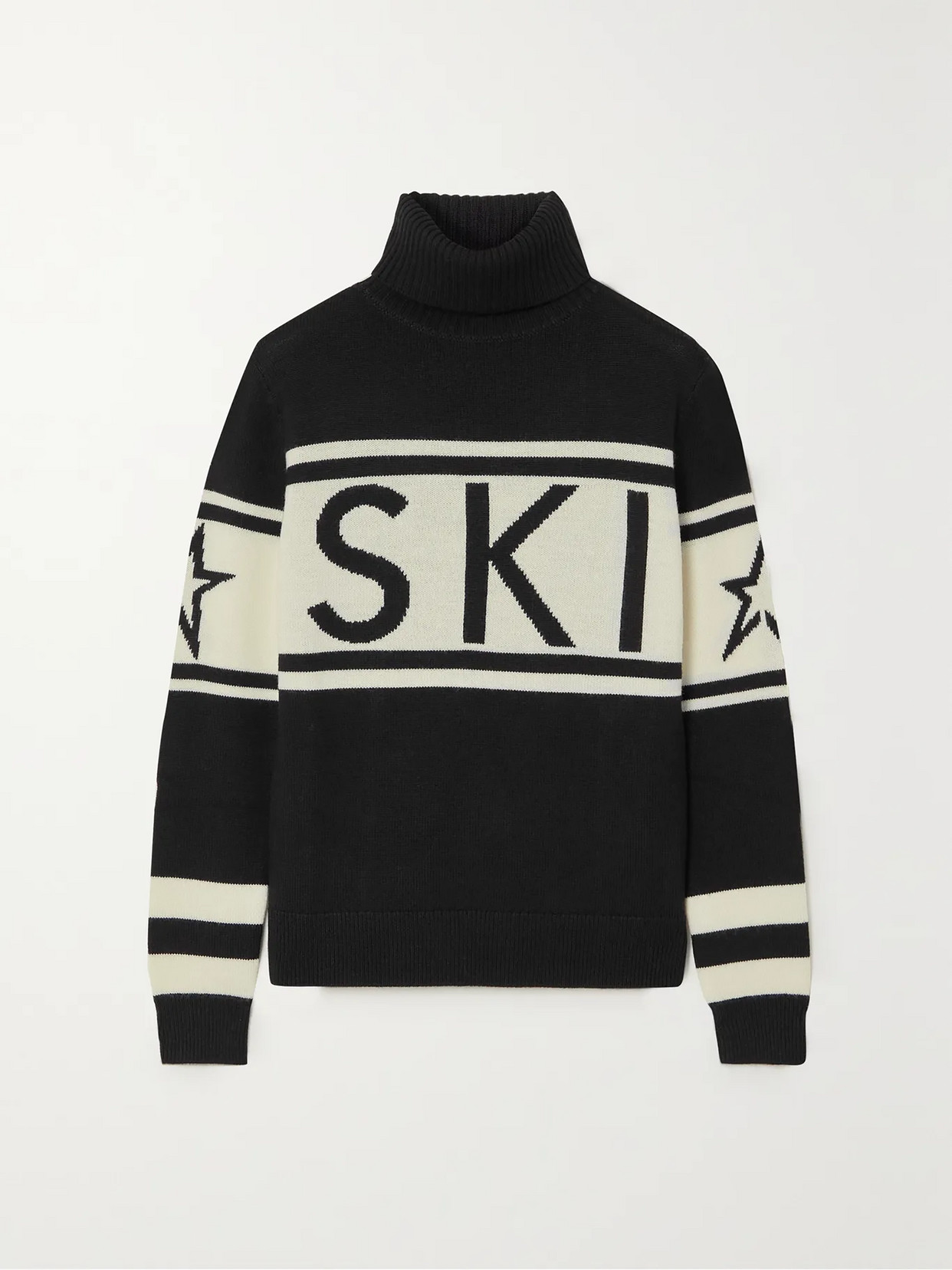 Perfect Moment Schild Intarsia Merino Wool Turtleneck Sweater In Brown