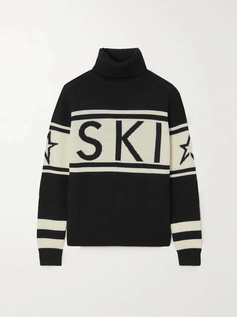 Perfect Moment Schild Intarsia Merino Wool Turtleneck Sweater