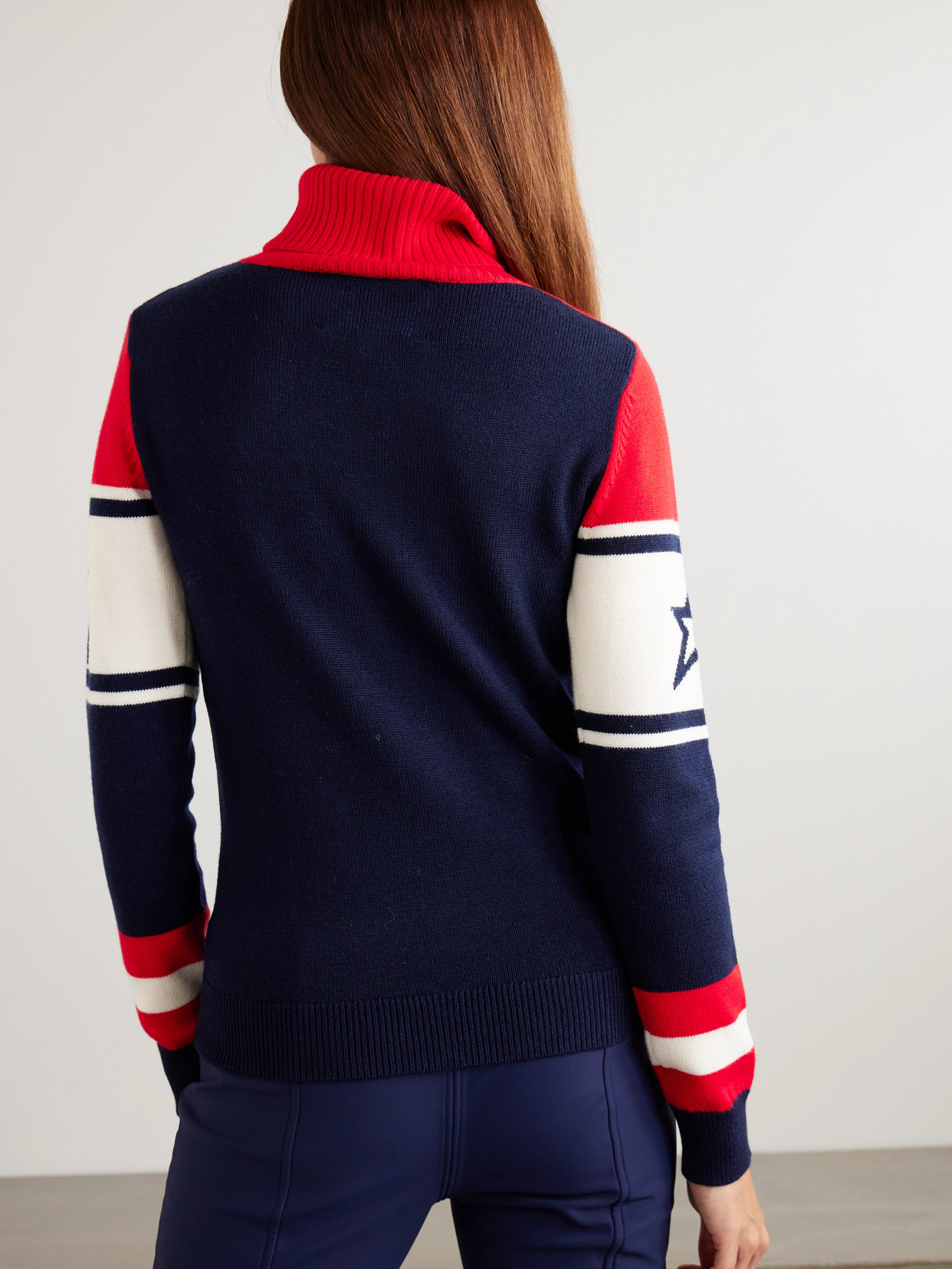 Perfect Moment Schild Intarsia Merino Wool Turtleneck Sweater In Multi