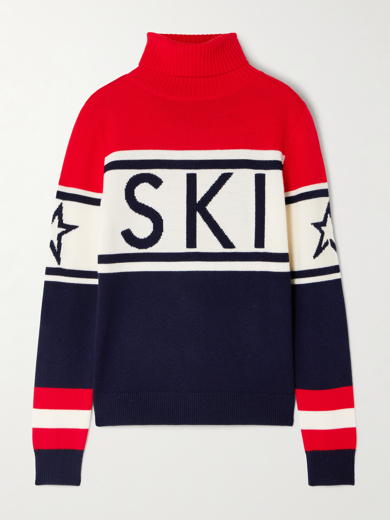 Perfect Moment Schild Intarsia Merino Wool Turtleneck Sweater In Multi