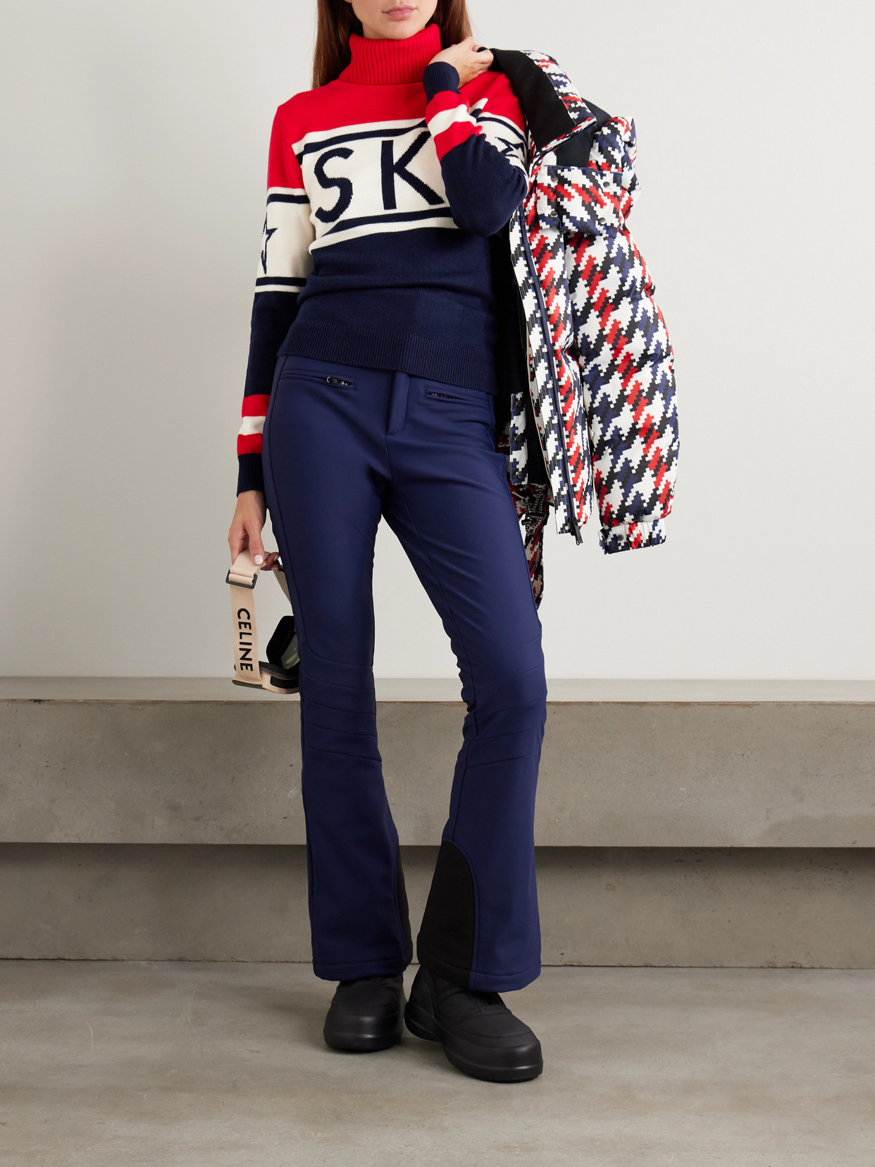 Perfect Moment Schild Intarsia Merino Wool Turtleneck Sweater In Multi