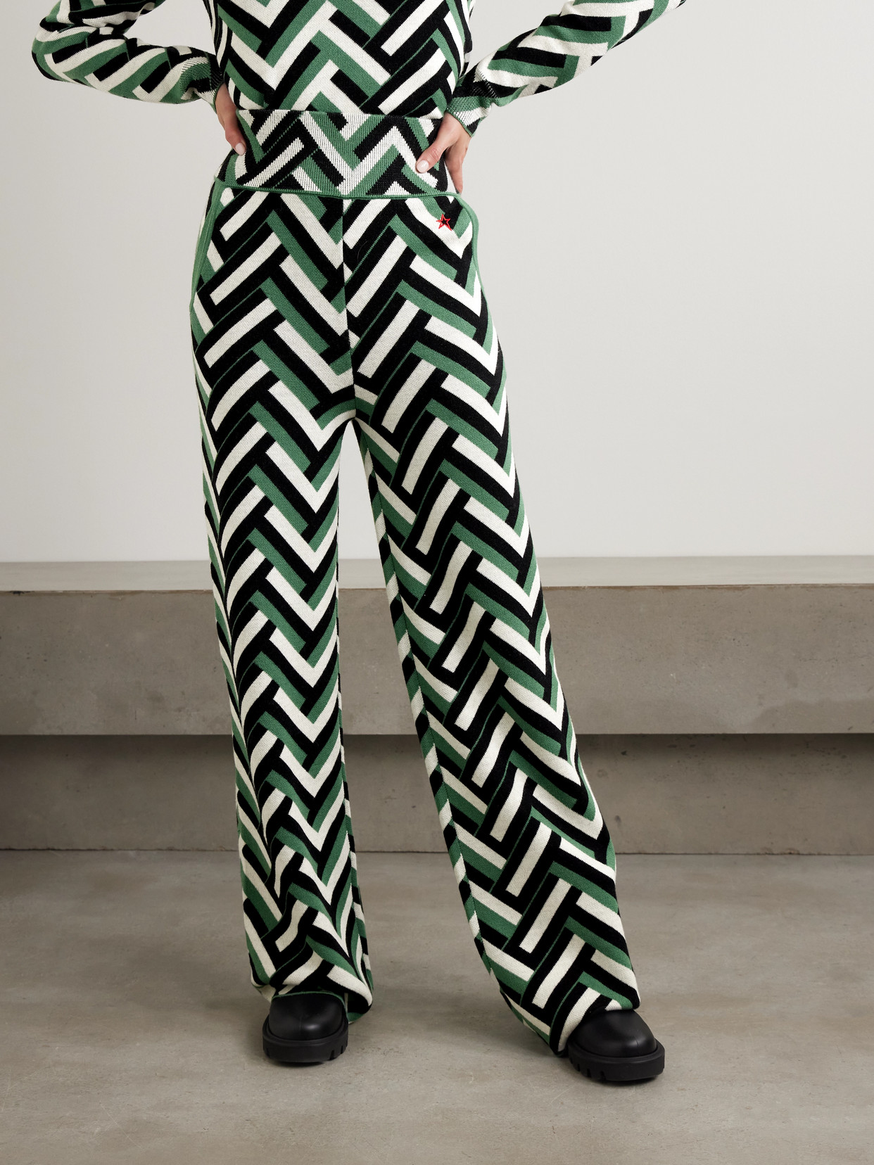 Perfect Moment Chalet Merino Wool Knitted Pant Xl In Multi