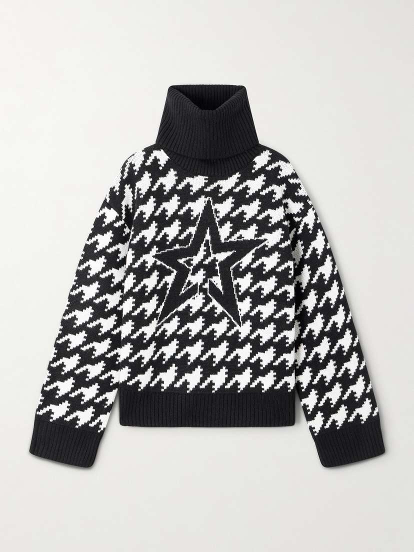 Perfect Moment Oversized Houndstooth Merino Wool Turtleneck Sweater