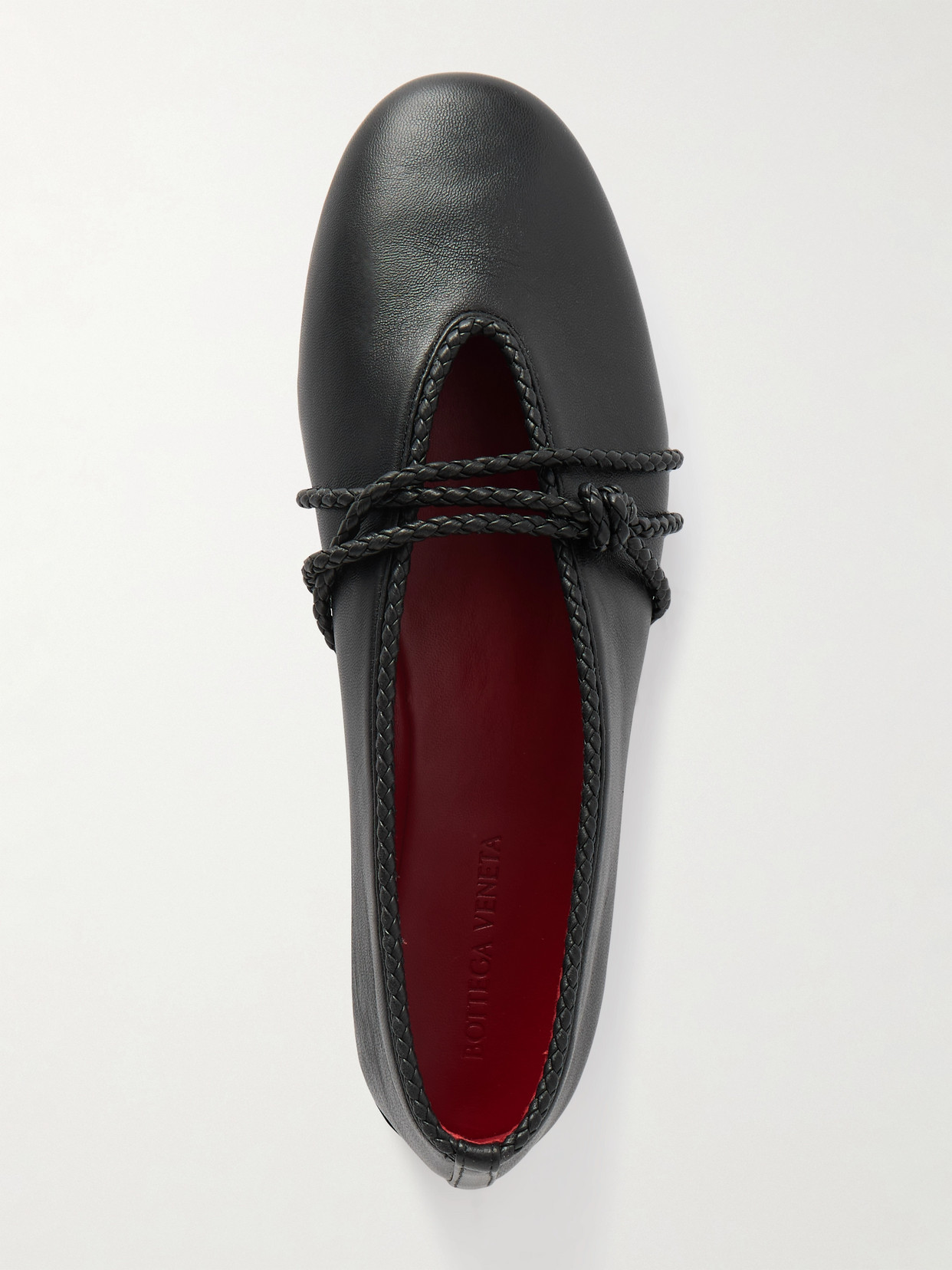 Bottega Veneta Rosa Intrecciato-trimmed Leather Ballet Flats In Black
