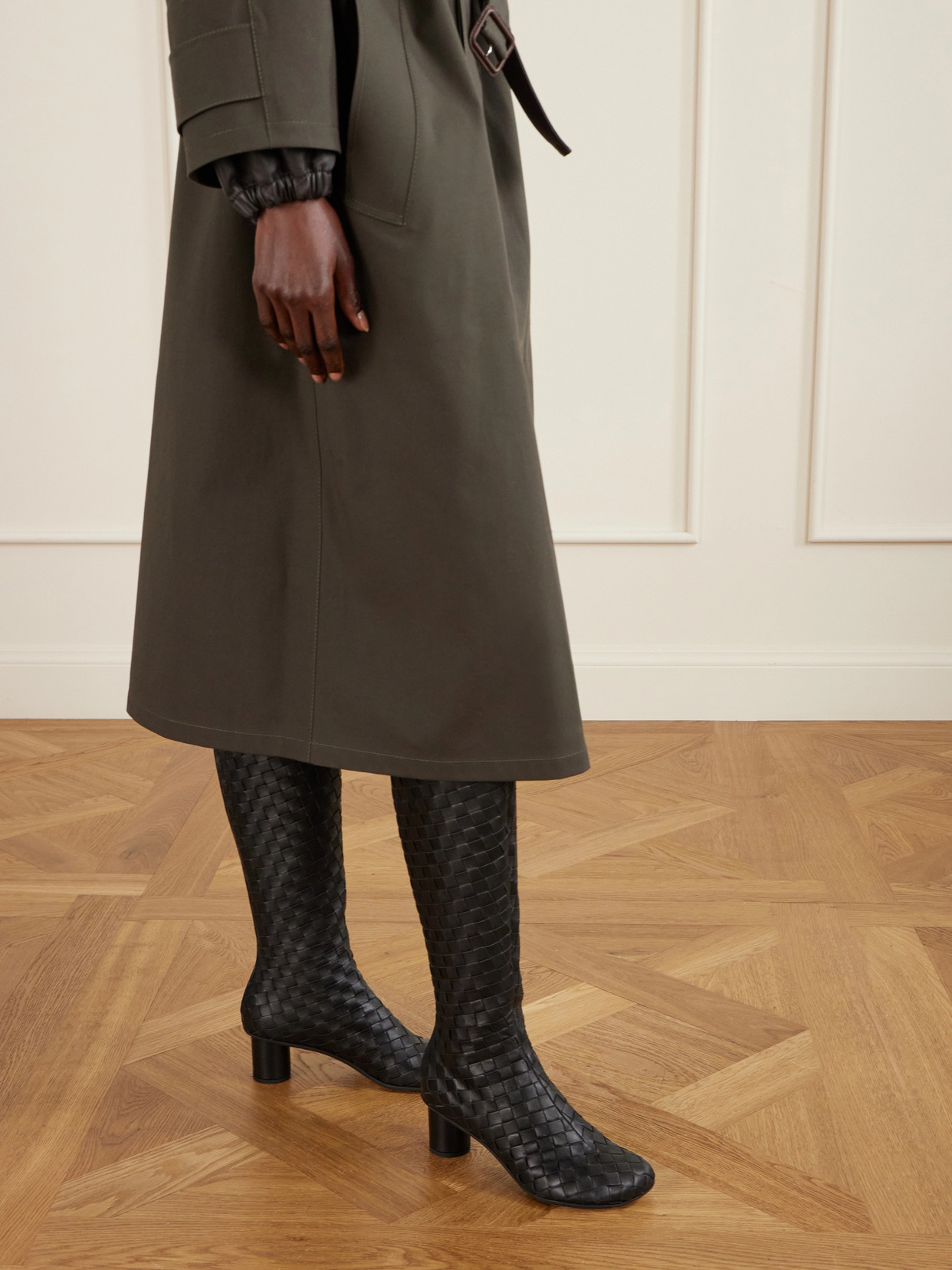 Atomic Intrecciato Leather Knee Boots
