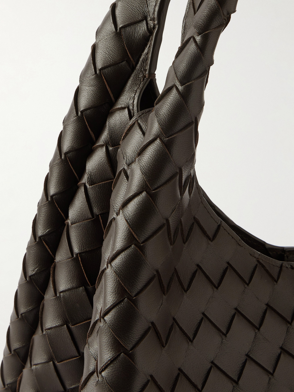 Bottega Veneta Campana Intrecciato Leather Shoulder Bag In Brown