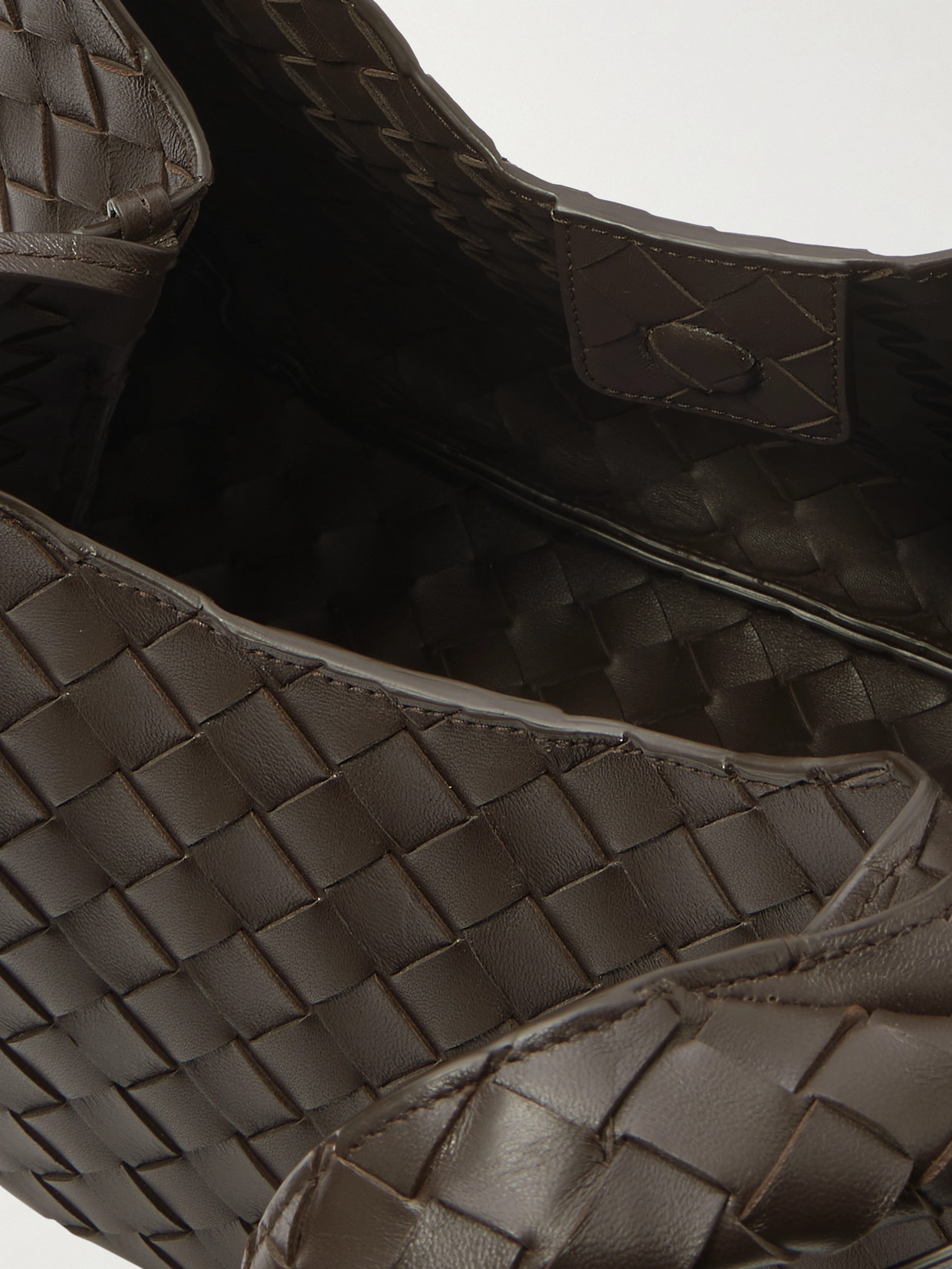 Bottega Veneta Campana Intrecciato Leather Shoulder Bag In Brown