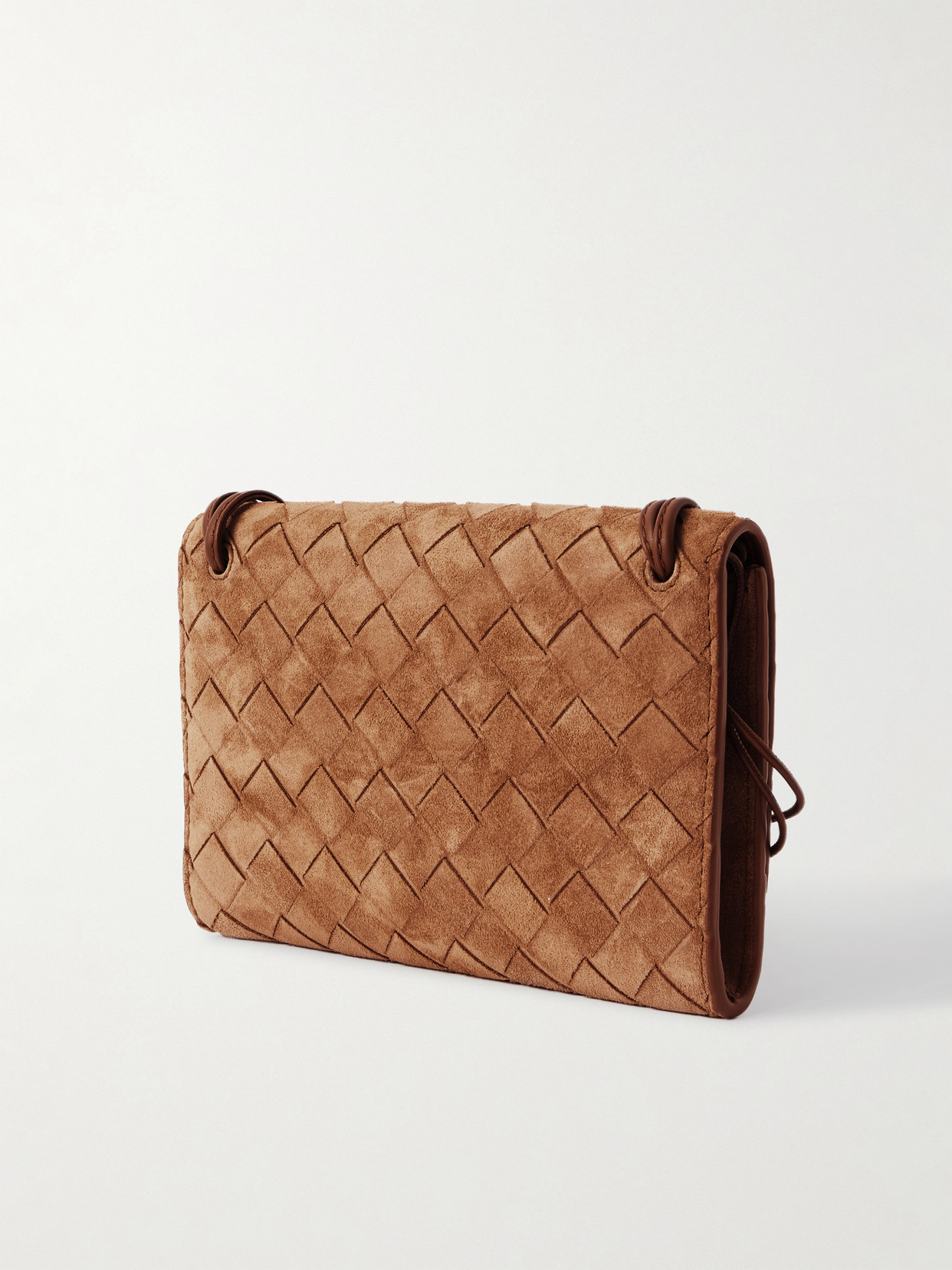 Bottega Veneta Andiamo Intrecciato Suede Shoulder Bag In Brown