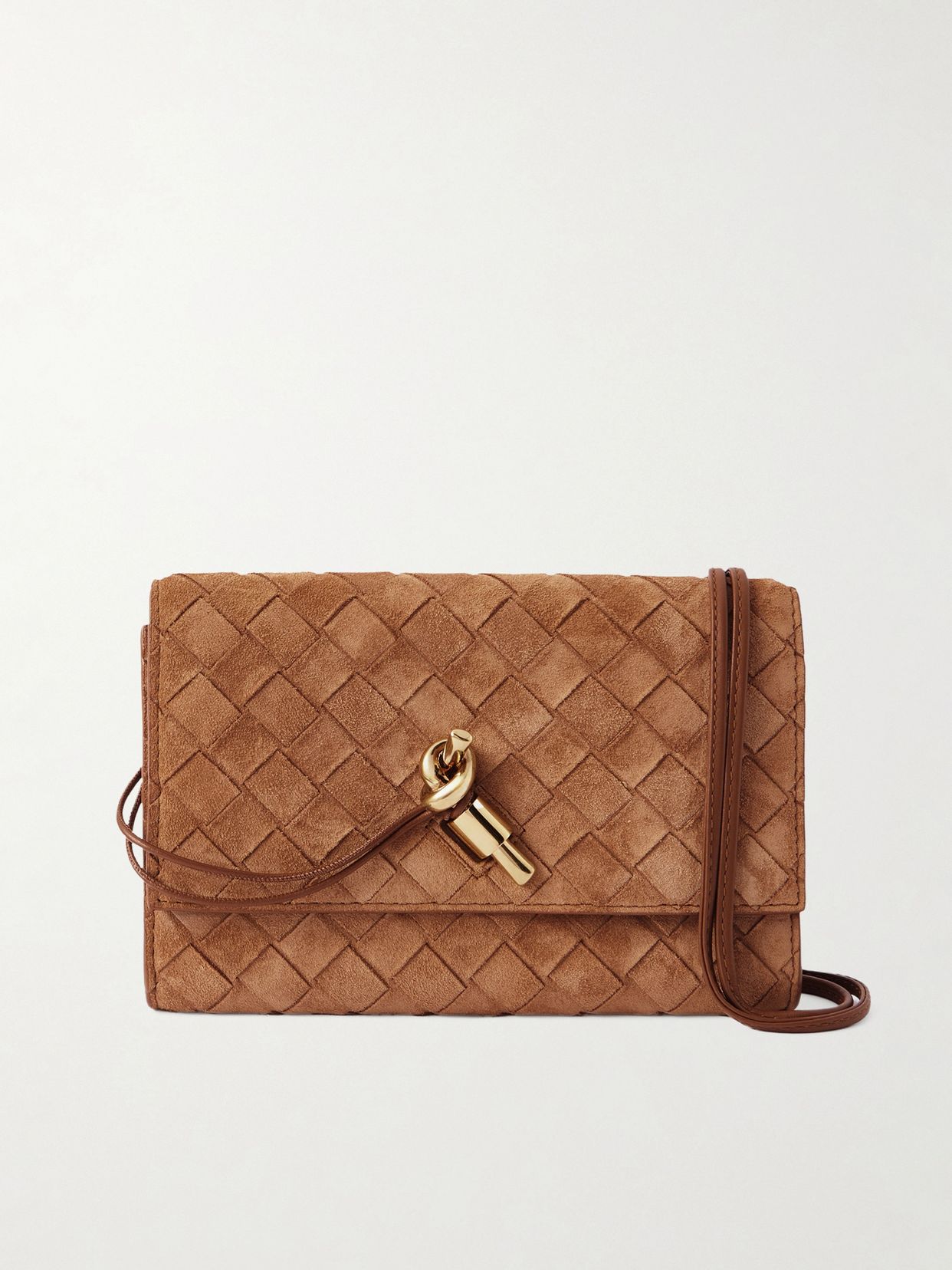 Andiamo small Intrecciato suede shoulder bag