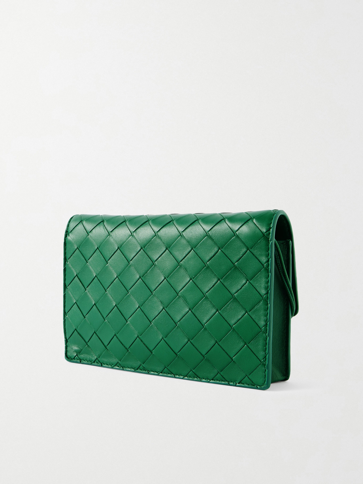 Bottega Veneta Intrecciato Leather Pouch In Green