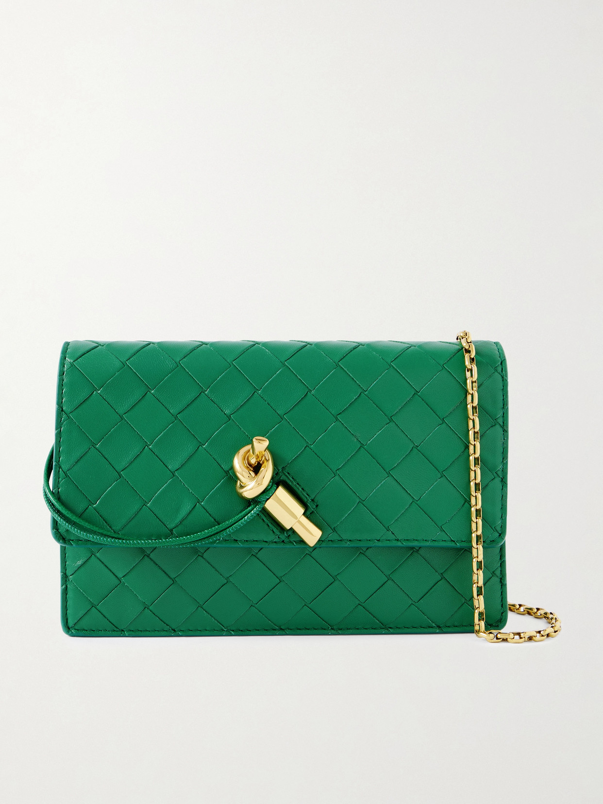 Bottega Veneta Intrecciato Leather Pouch In Green