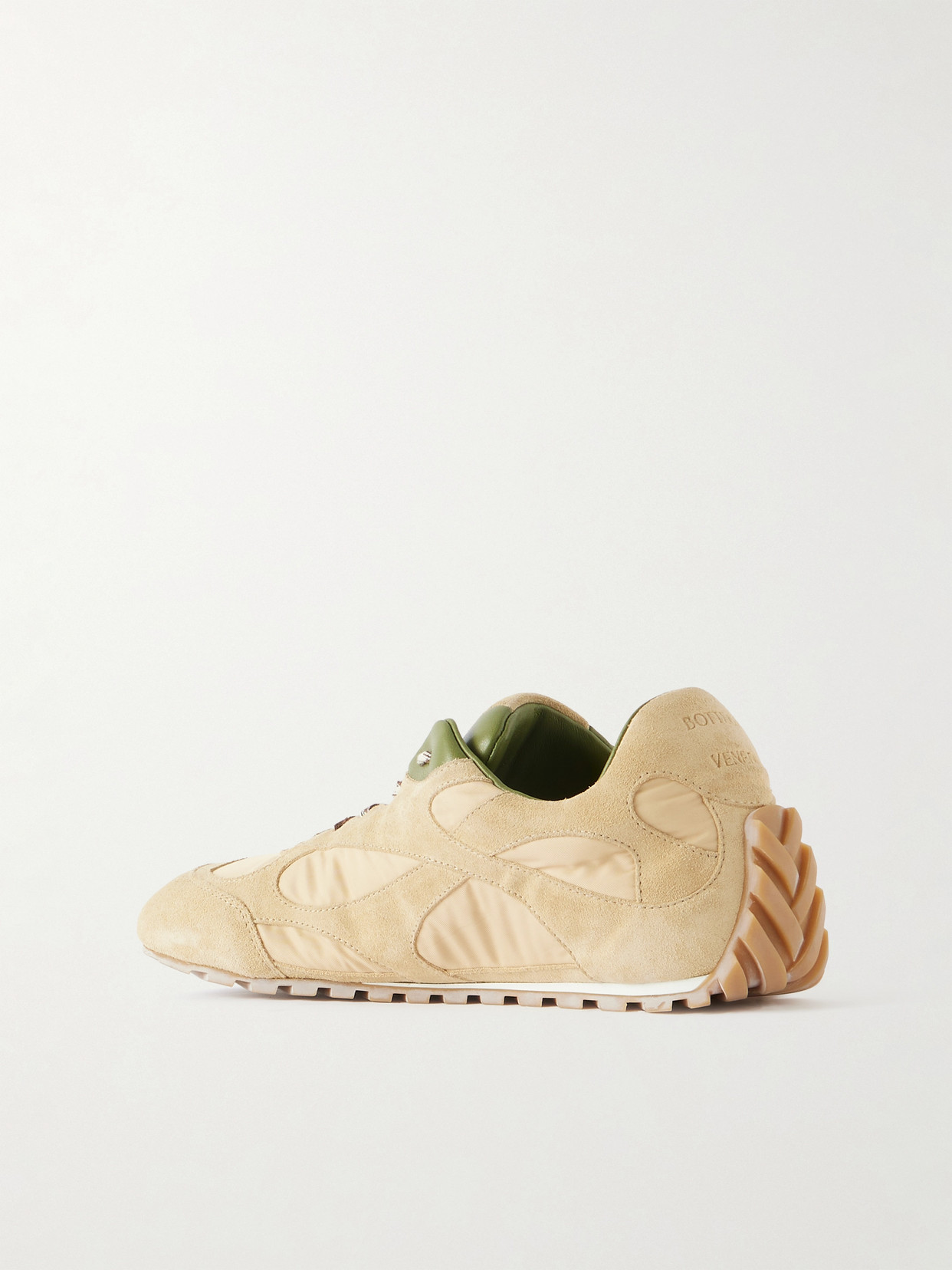 Bottega Veneta Orbit Leather-trimmed Suede And Shell Sneakers In Green
