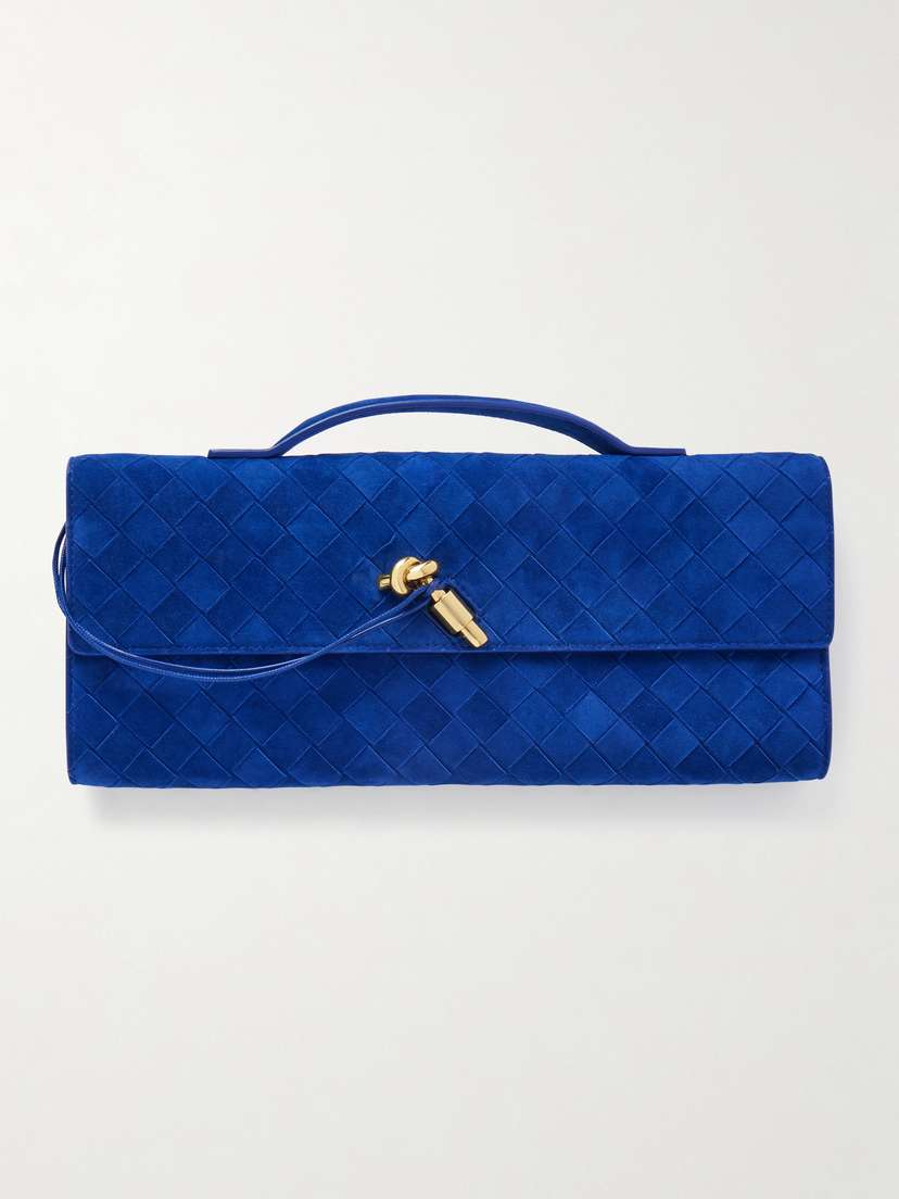 Bottega Veneta Andiamo Long Intrecciato Suede Clutch