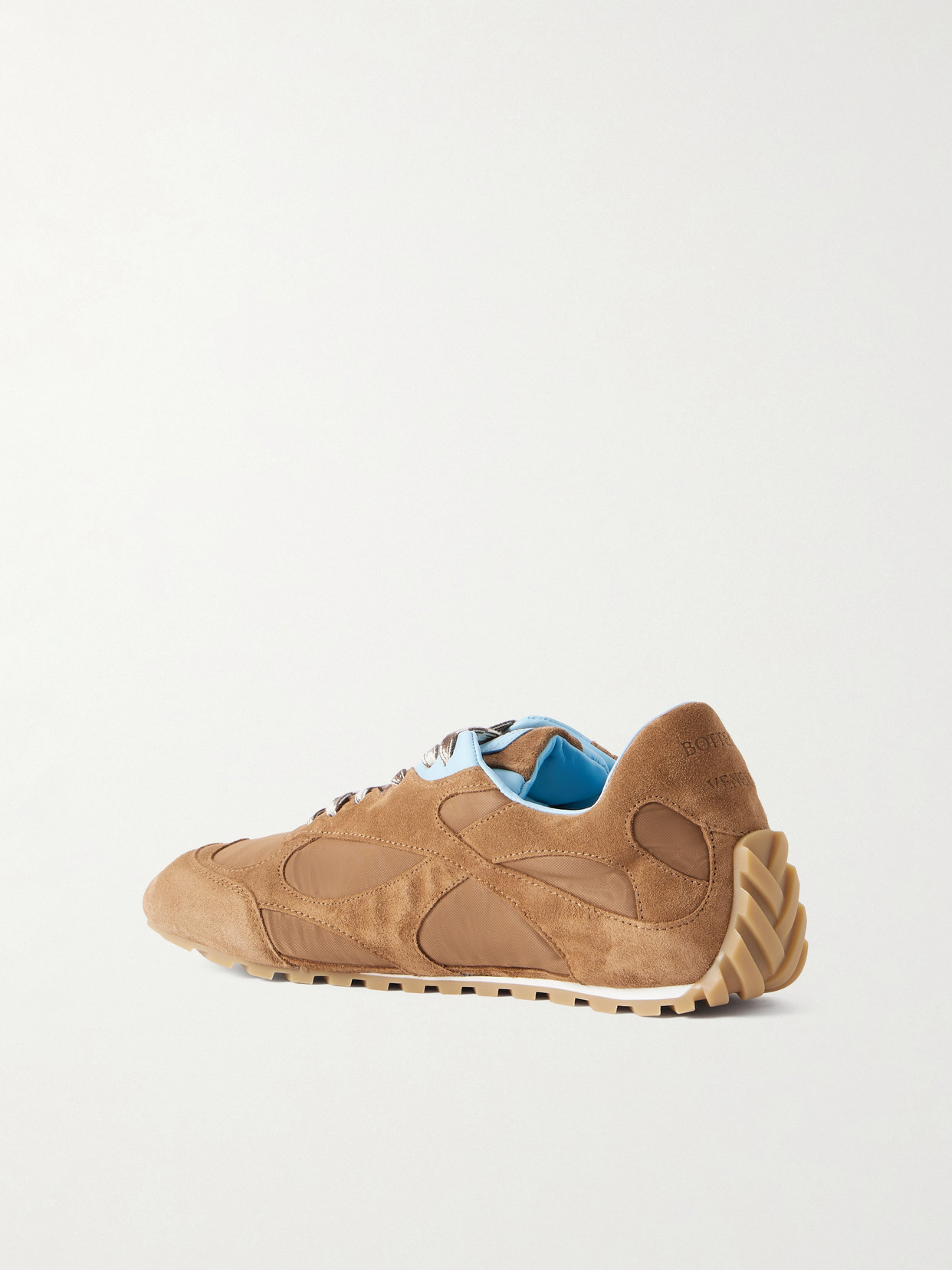 Bottega Veneta Orbit Leather-trimmed Suede And Shell Sneakers In Brown