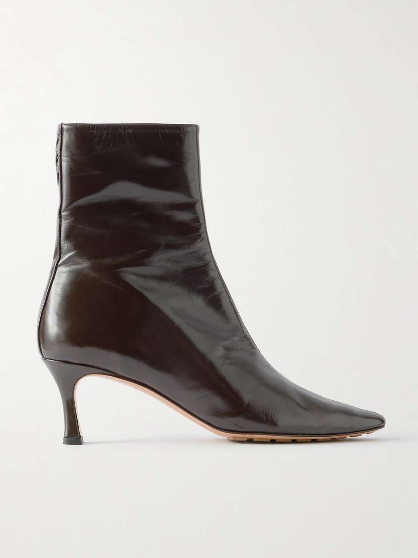 Bottega Veneta Sofia Glossed-leather Ankle Boots