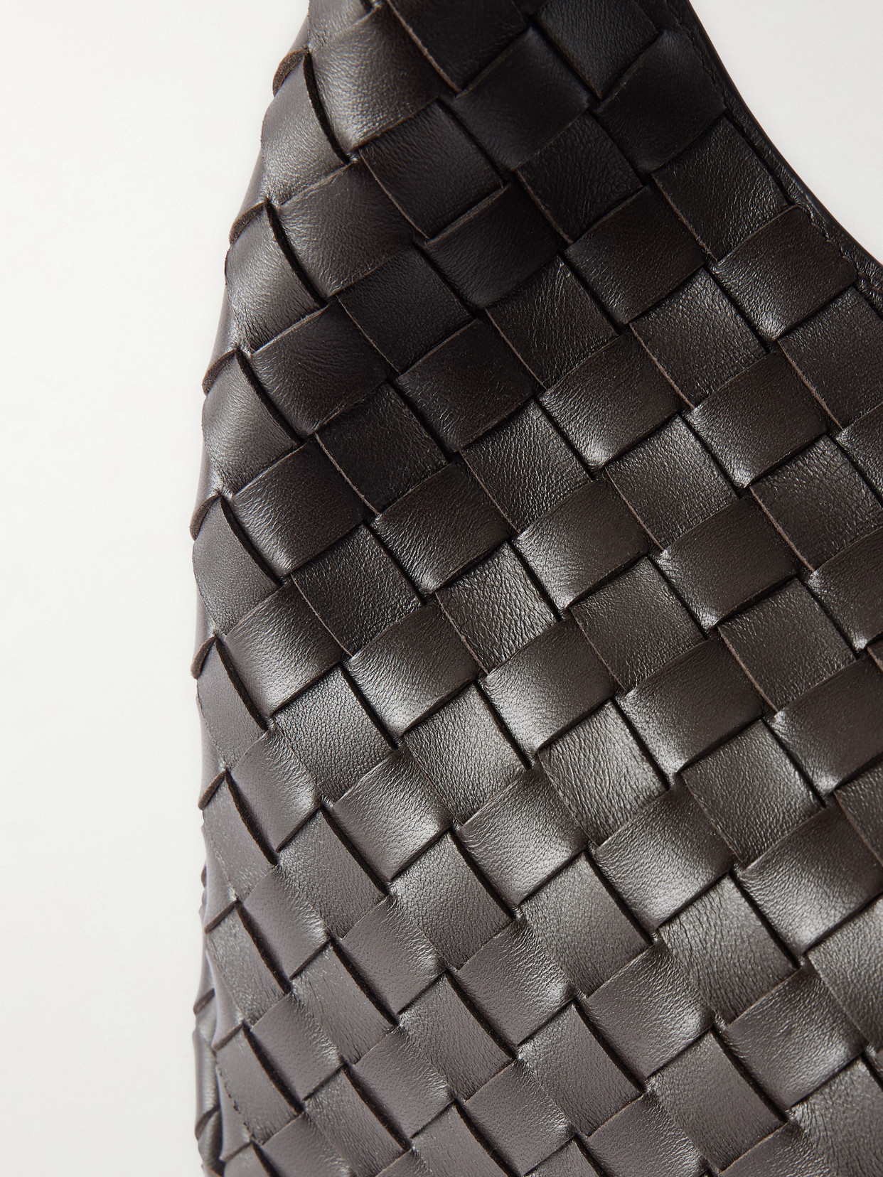 Bottega Veneta Campana Intrecciato Leather Shoulder Bag In Brown