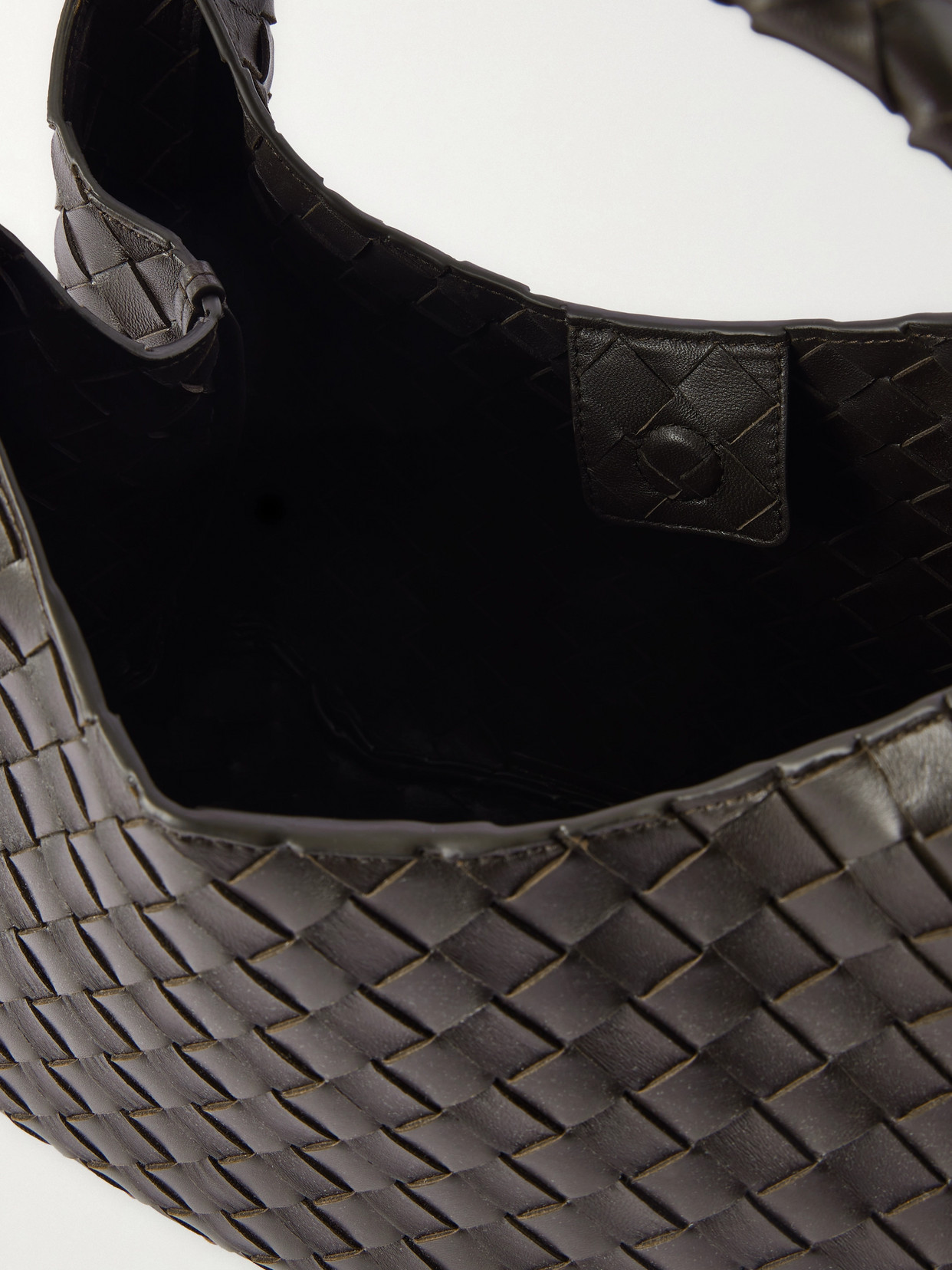 Bottega Veneta Campana Intrecciato Leather Shoulder Bag In Brown