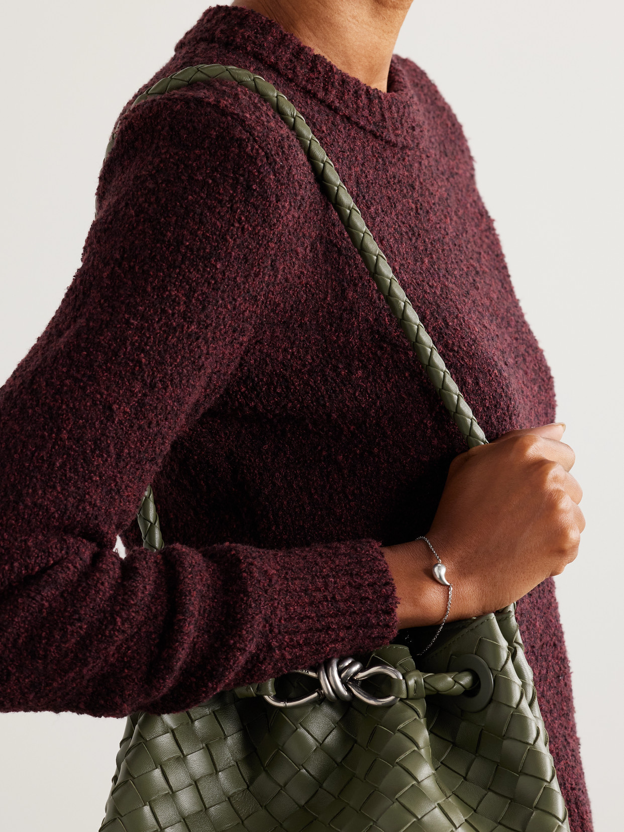 Bottega Veneta Silver Bracelet In Brown