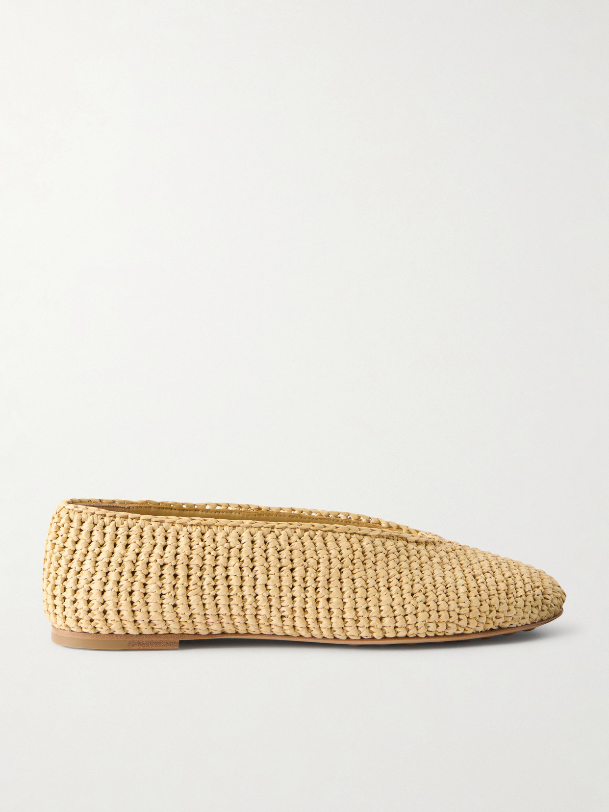 Bottega Veneta Leather Rosa Ballerinas With Flat Sole And Woven Texture In Gold