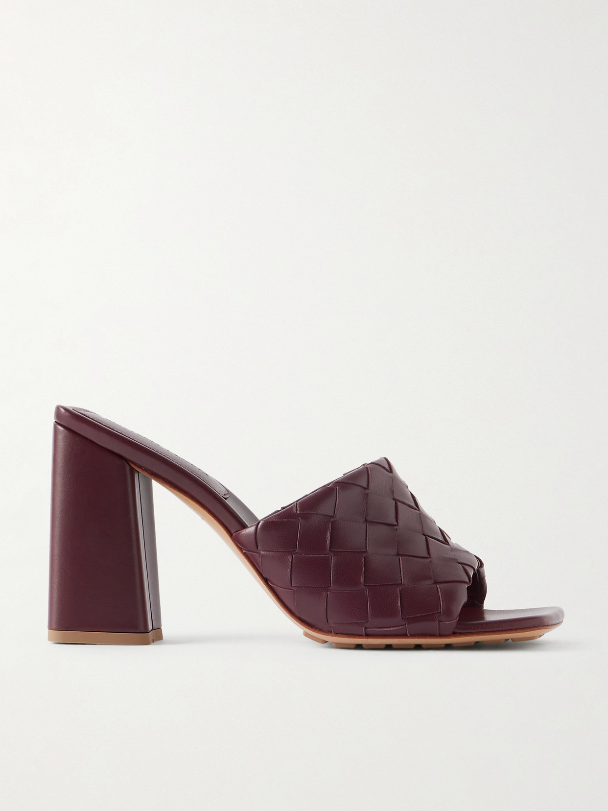 Bottega Veneta Parco Intrecciato Leather Mules In Burgundy
