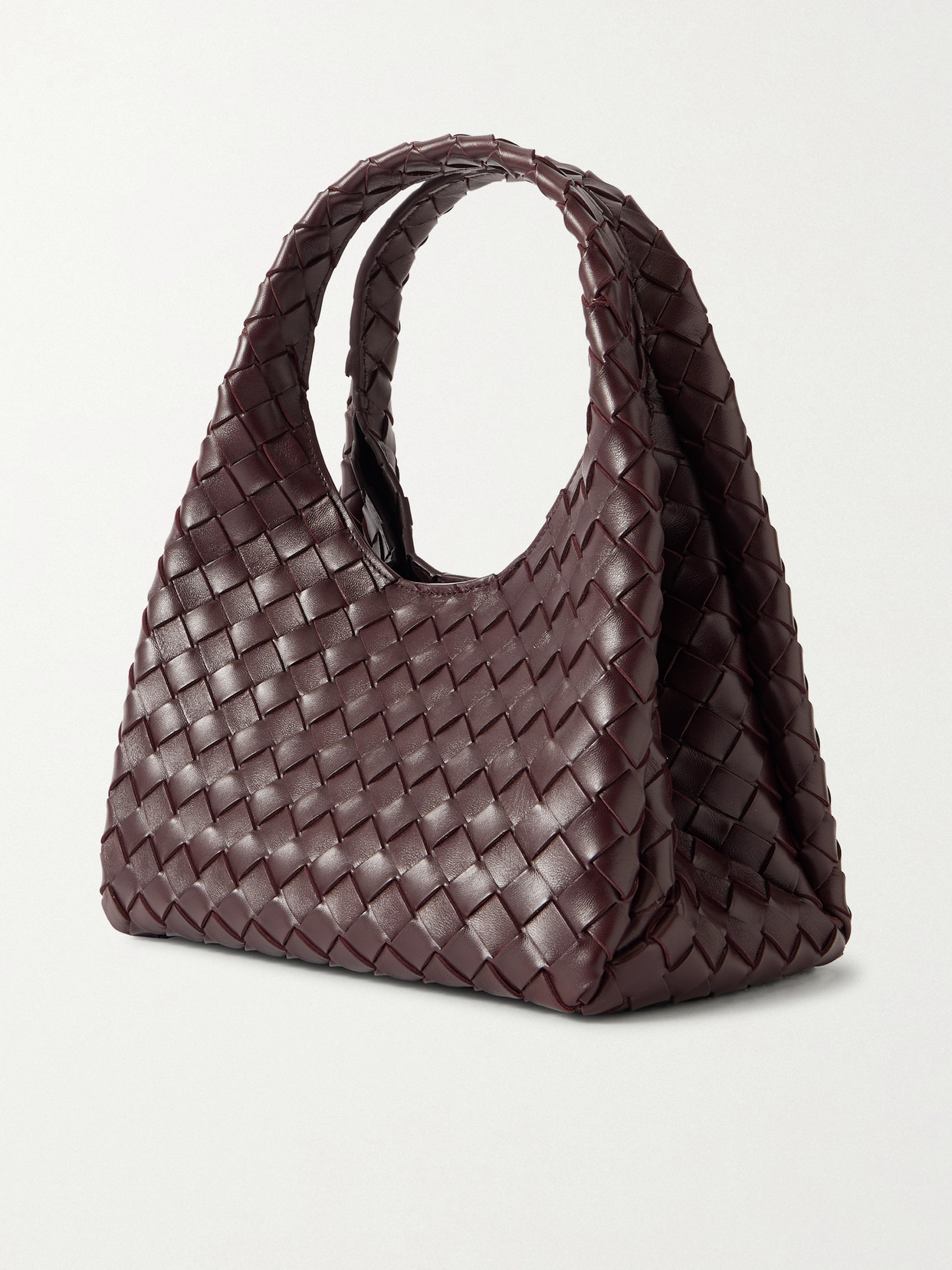 Bottega Veneta Intrecciato Leather Shoulder Bag In Burgundy