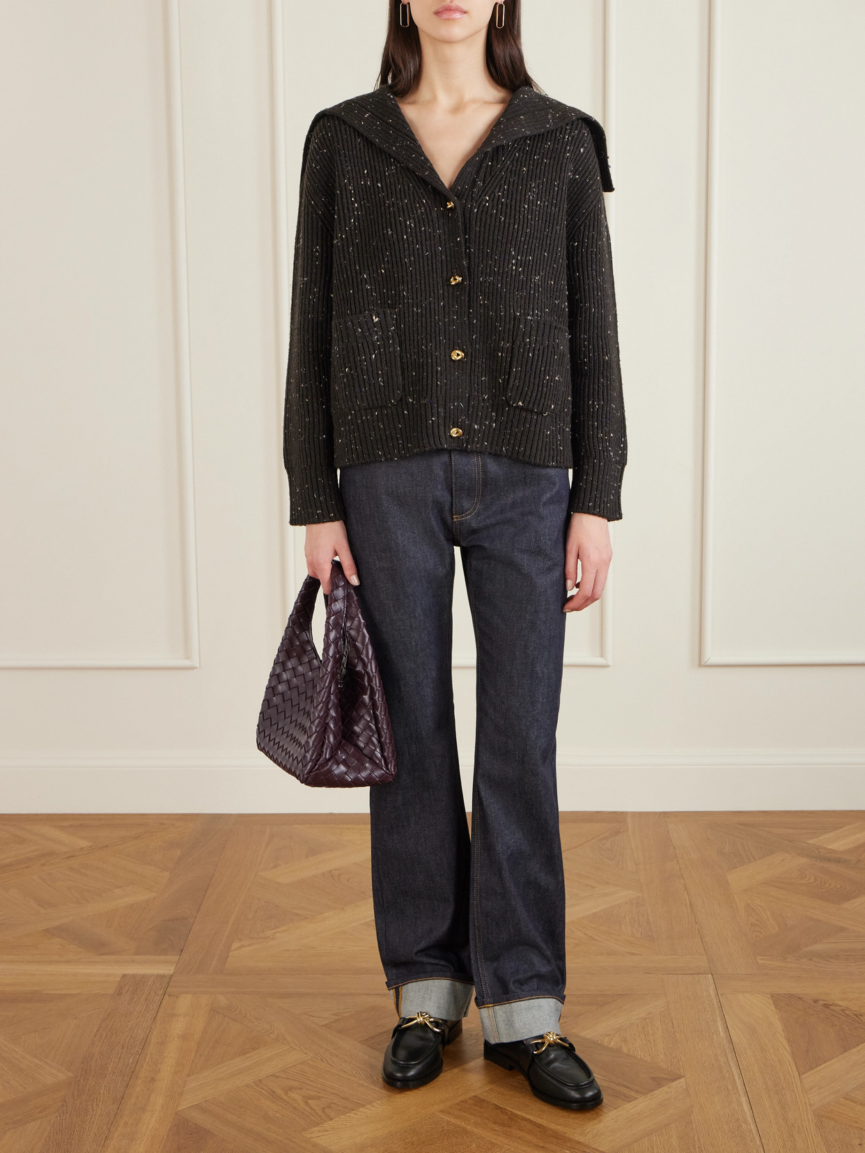 Bottega Veneta Intrecciato Leather Shoulder Bag In Burgundy