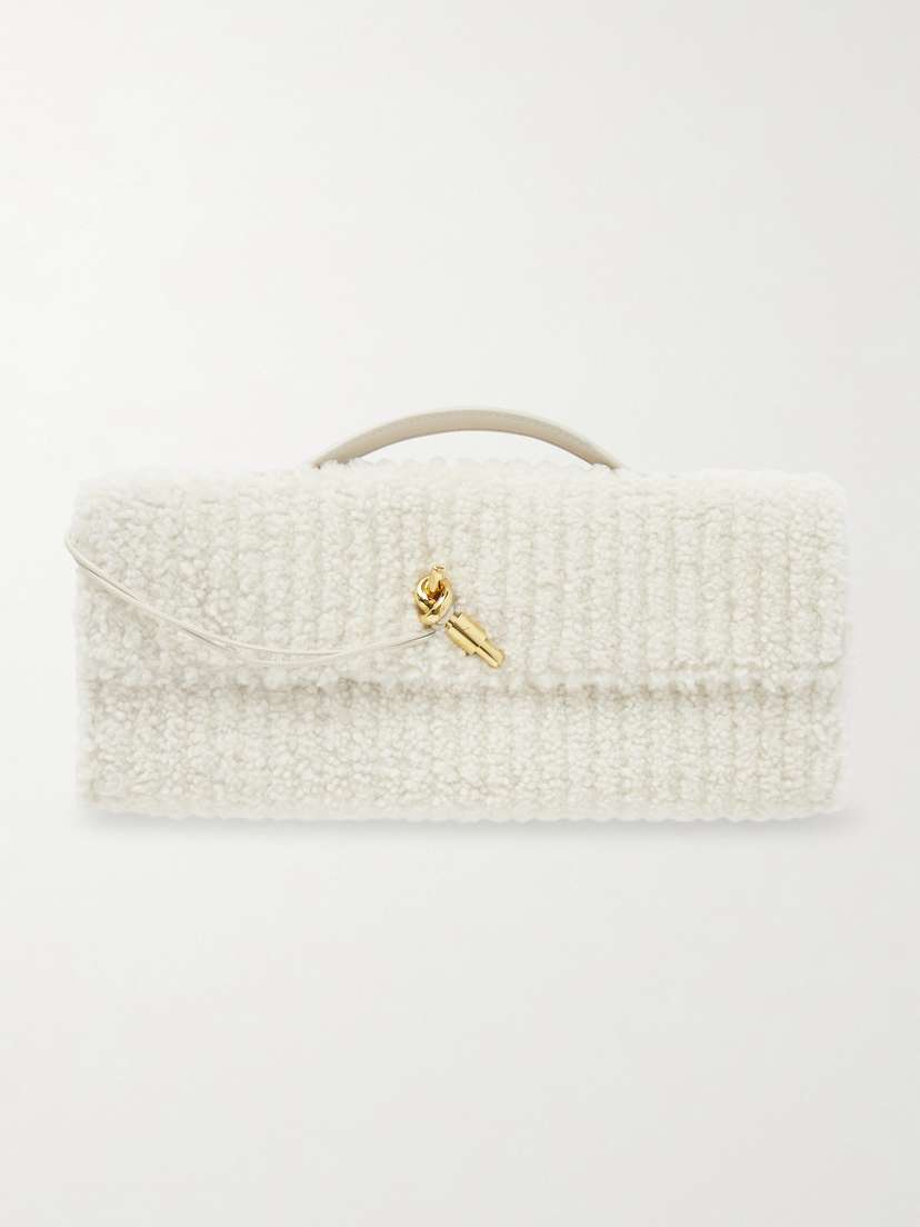Bottega Veneta Andiamo Long Leather-trimmed Ribbed Bouclé Clutch