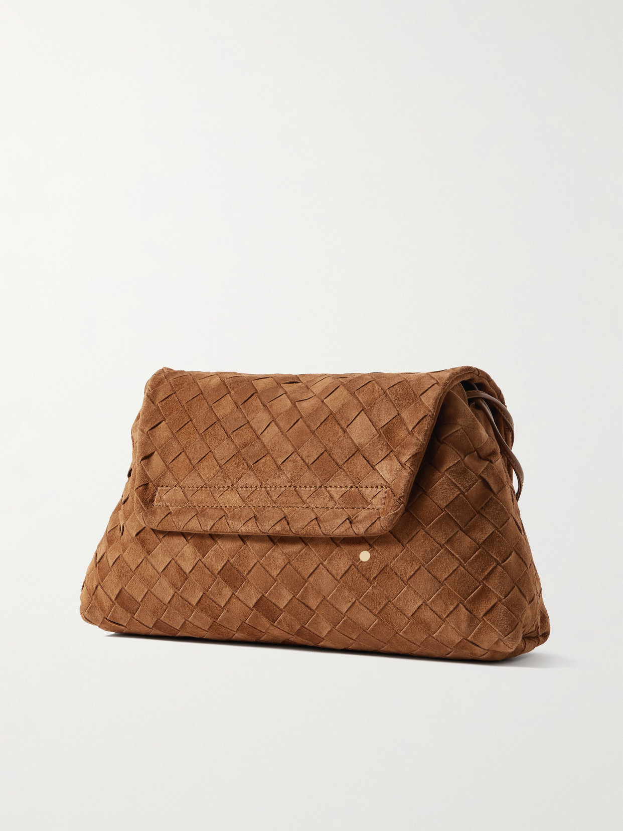 Bottega Veneta Intrecciato Suede Clutch In Brown