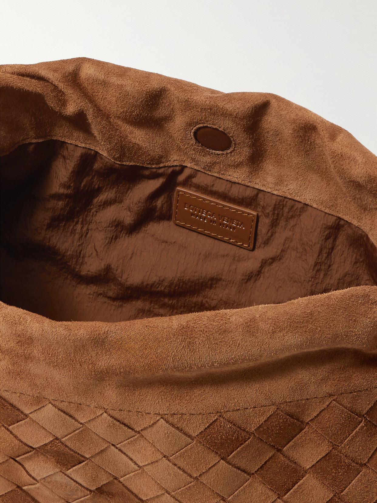 Bottega Veneta Intrecciato Suede Clutch In Brown