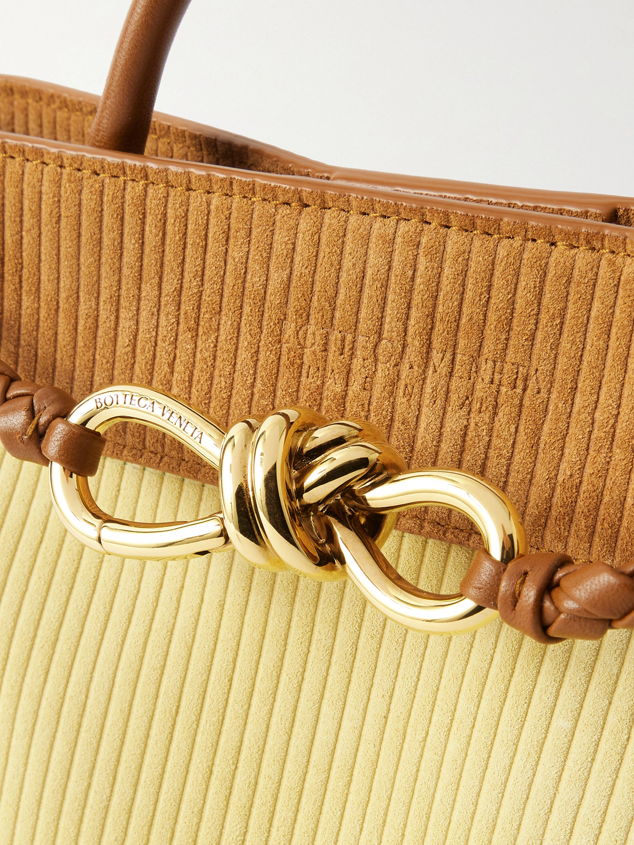 Andiamo Leather-Trimmed Two-Tone Ribbed Suede Tote