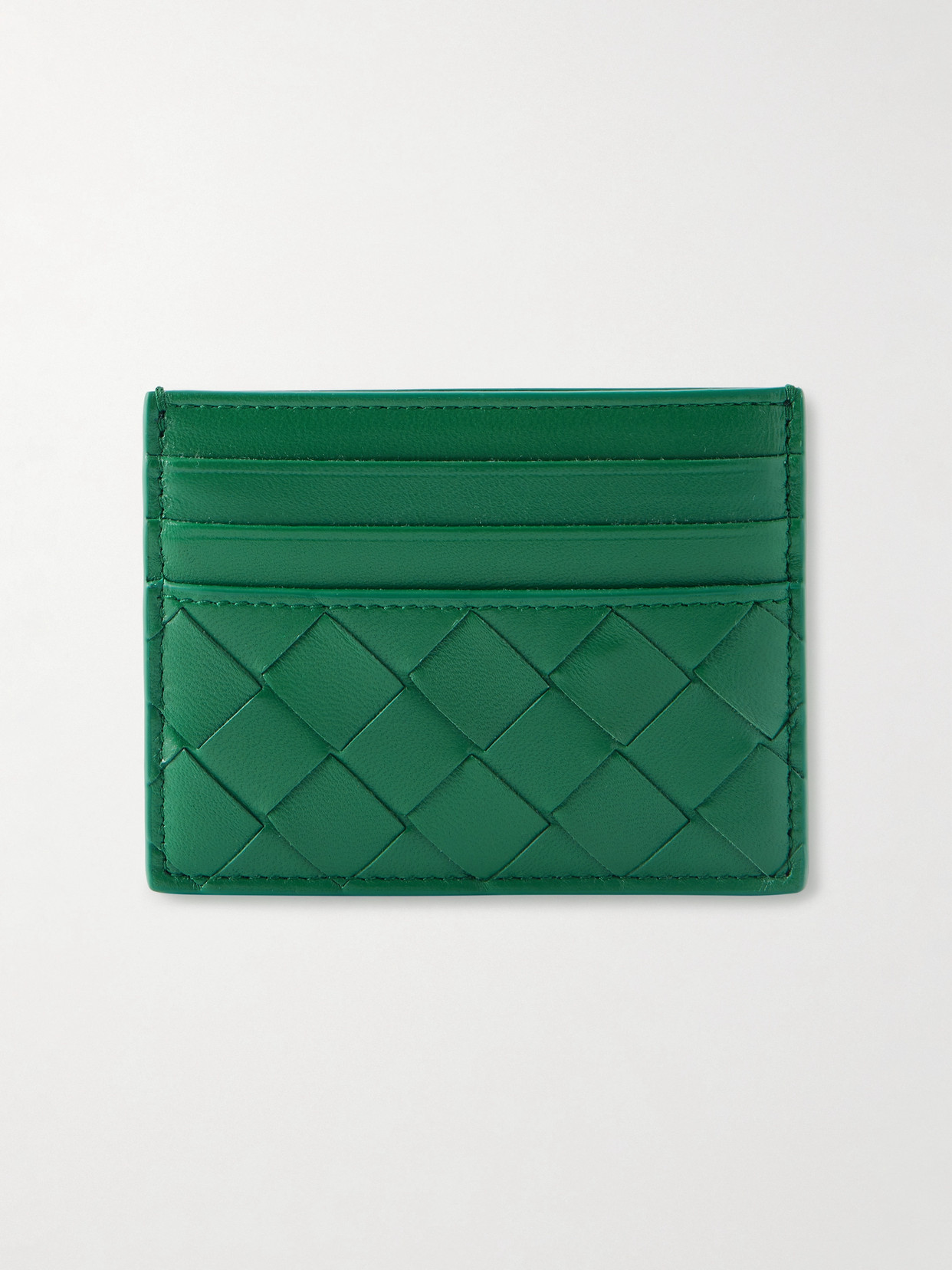 Bottega Veneta Intrecciato Leather Cardholder In Green
