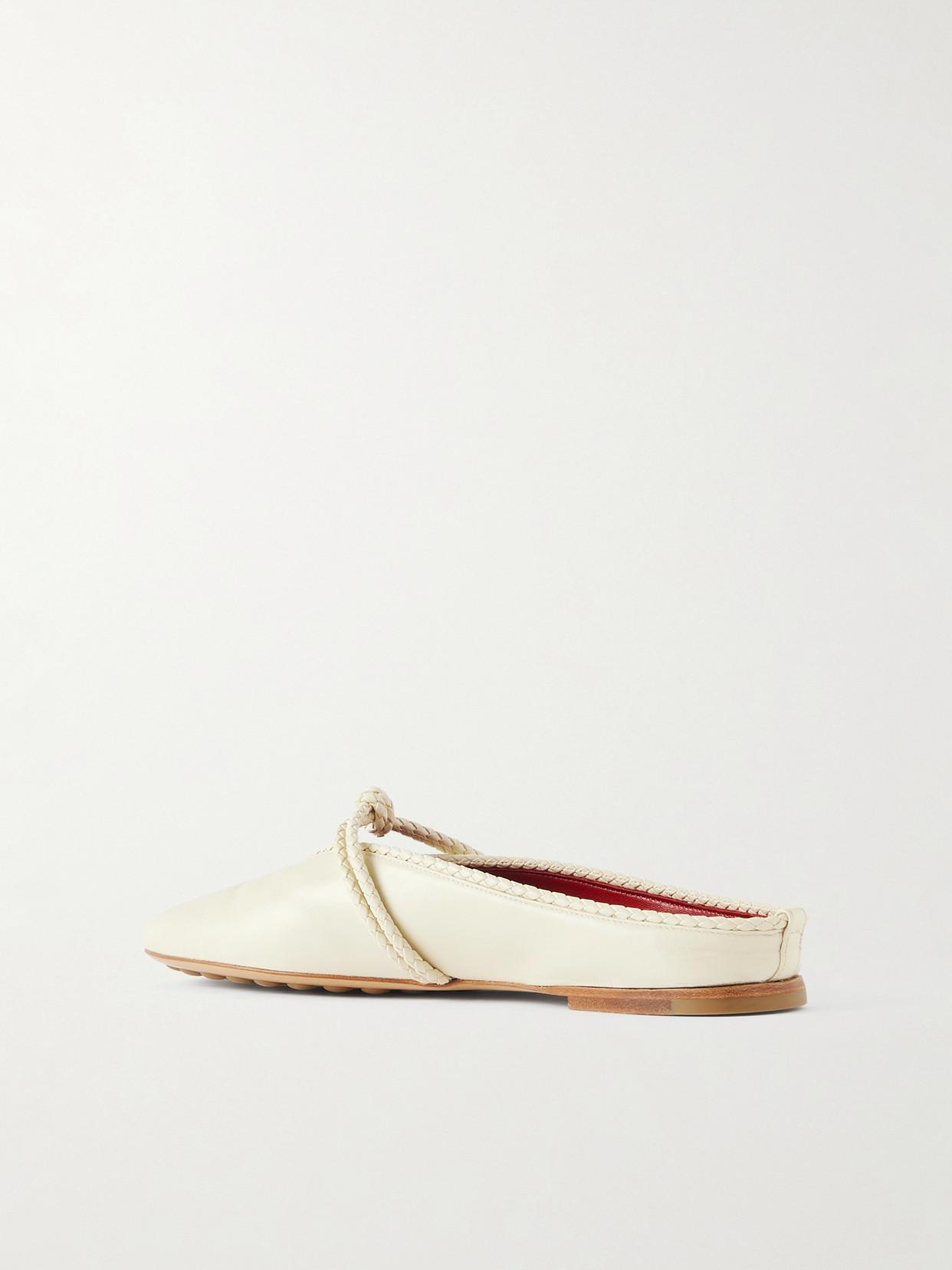 Rosa Intrecciato-Trimmed Mules