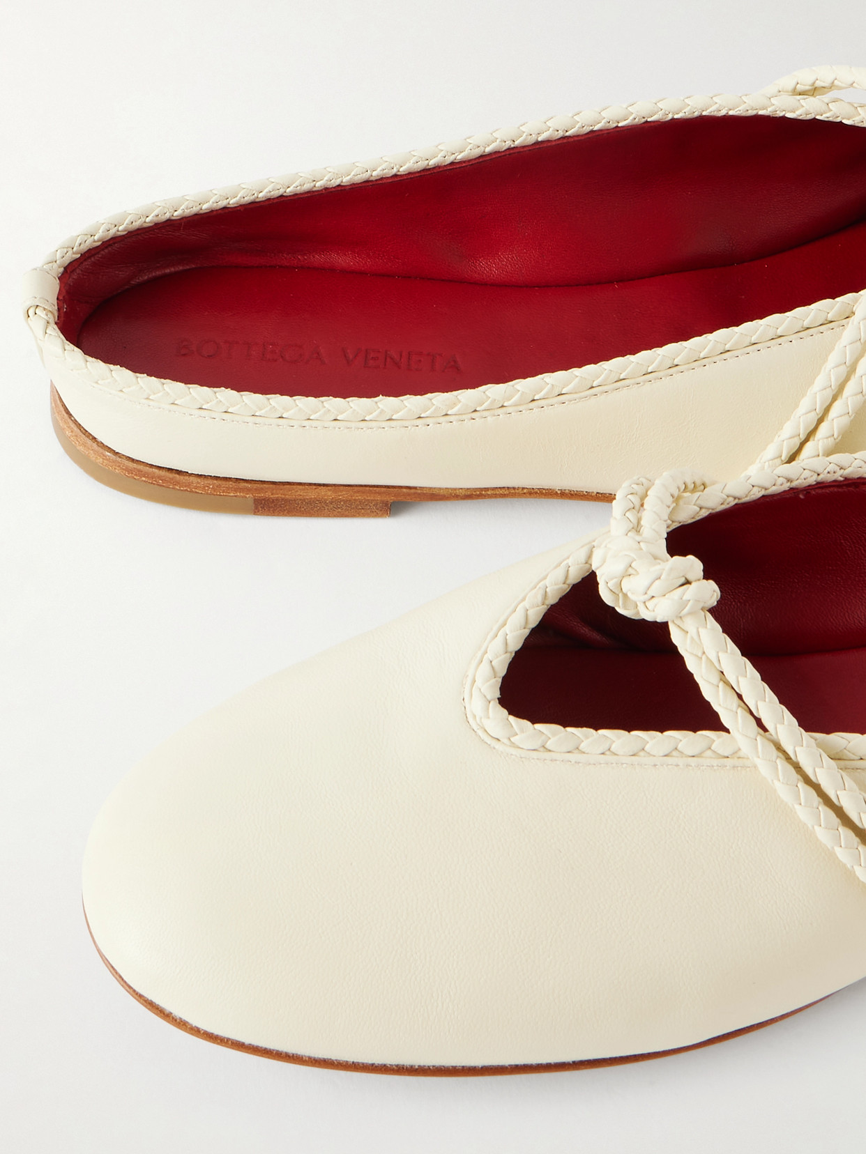 Rosa Intrecciato-Trimmed Mules