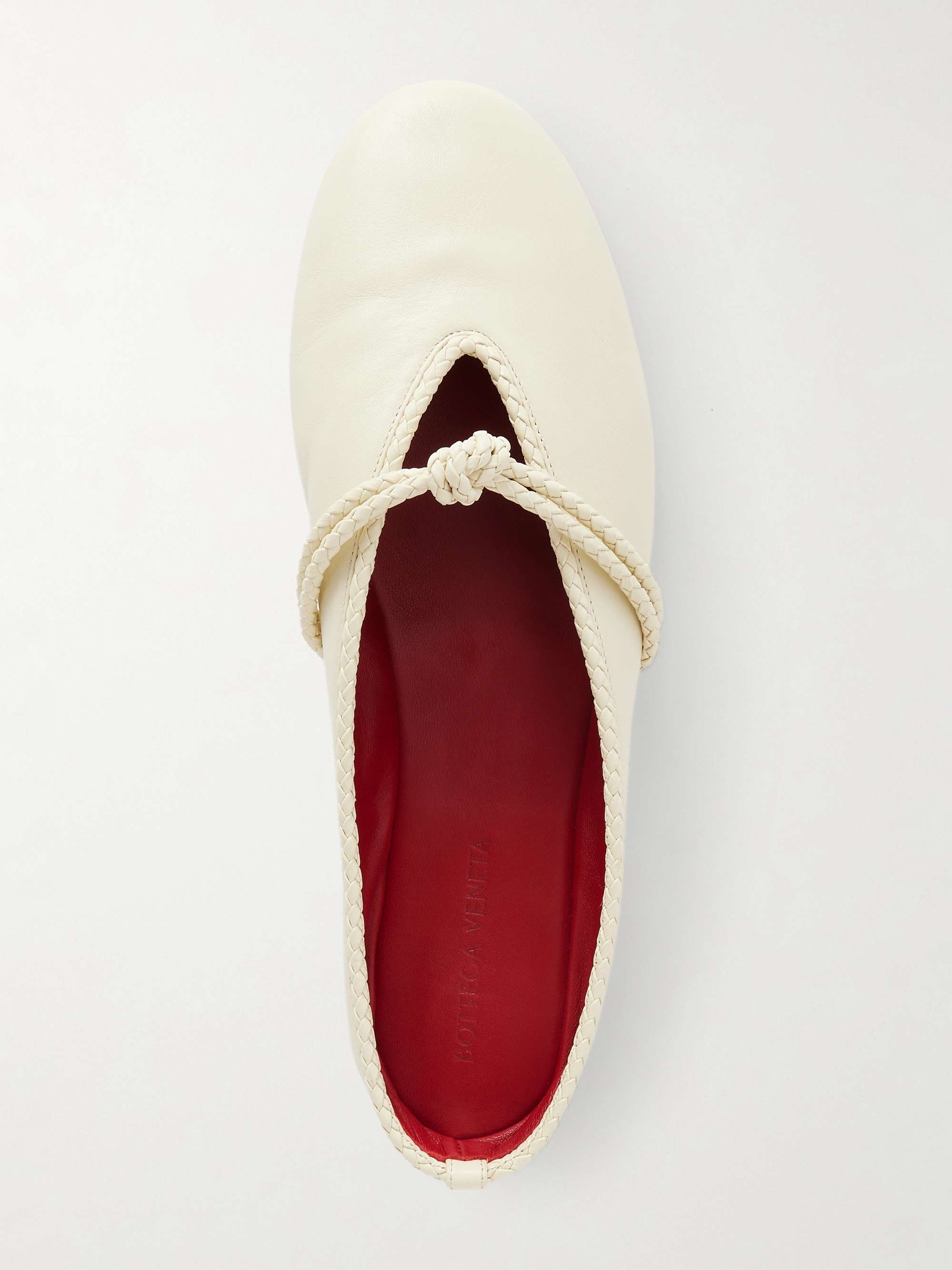 BOTTEGA VENETA Rosa intrecciato-trimmed leather mules | NET-A-PORTER