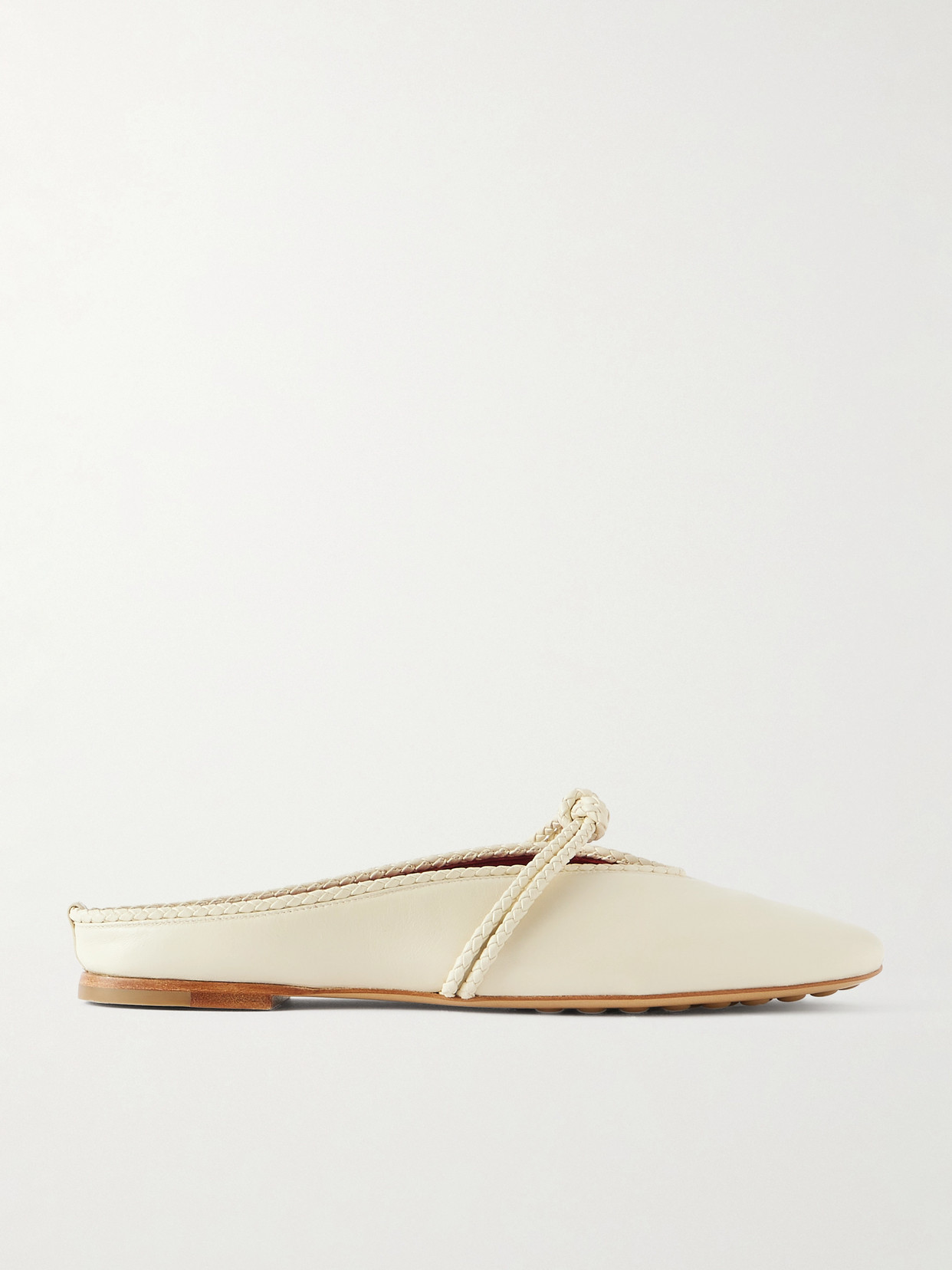 Bottega Veneta Lagoon Nappa Leather Knotted Mary Jane Ballerina Mules In White