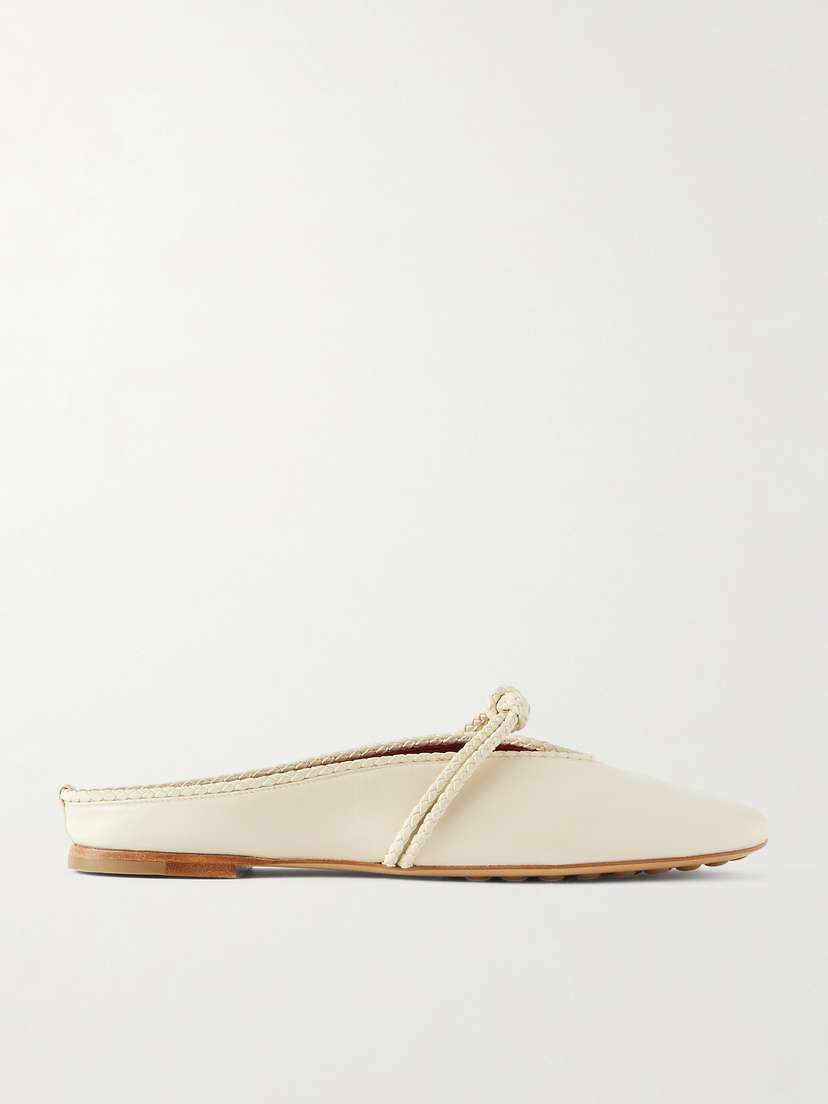 Bottega Veneta Rosa Intrecciato-trimmed Leather Mules