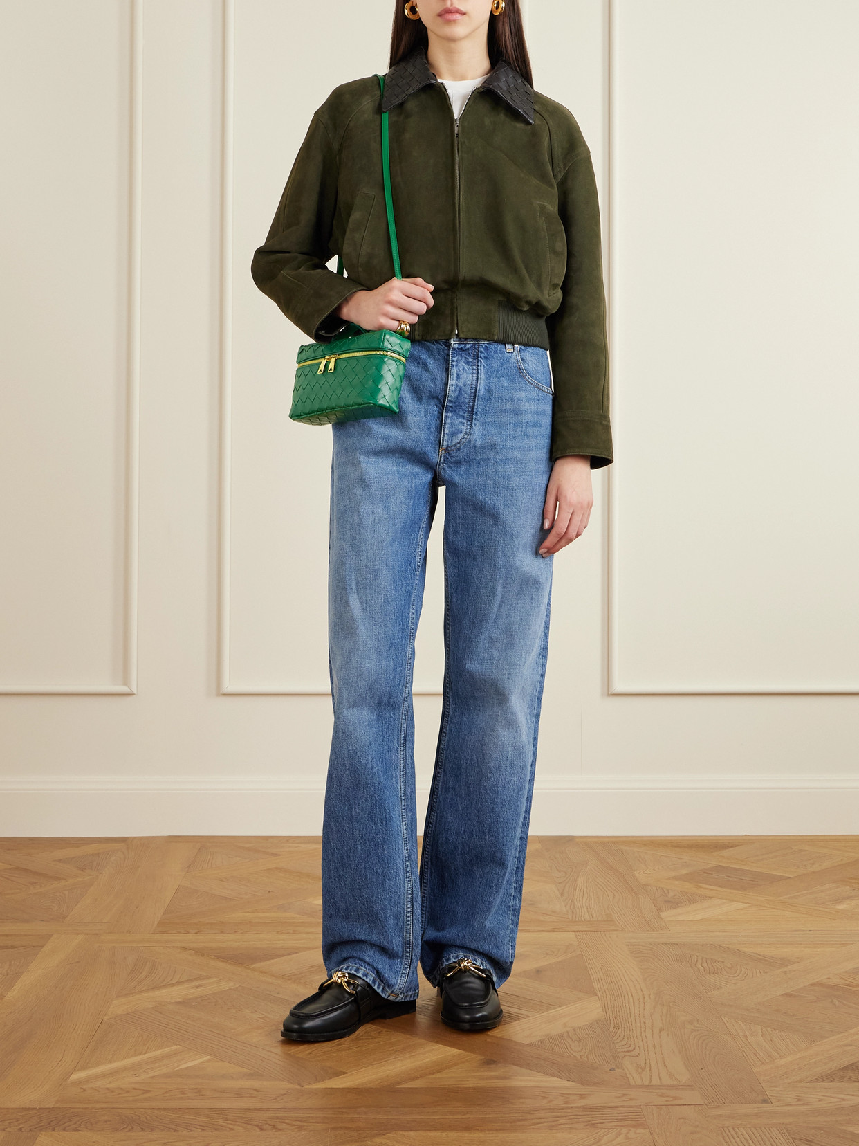 Bottega Veneta Bang Bang Vanity Intrecciato Leather Tote In Green