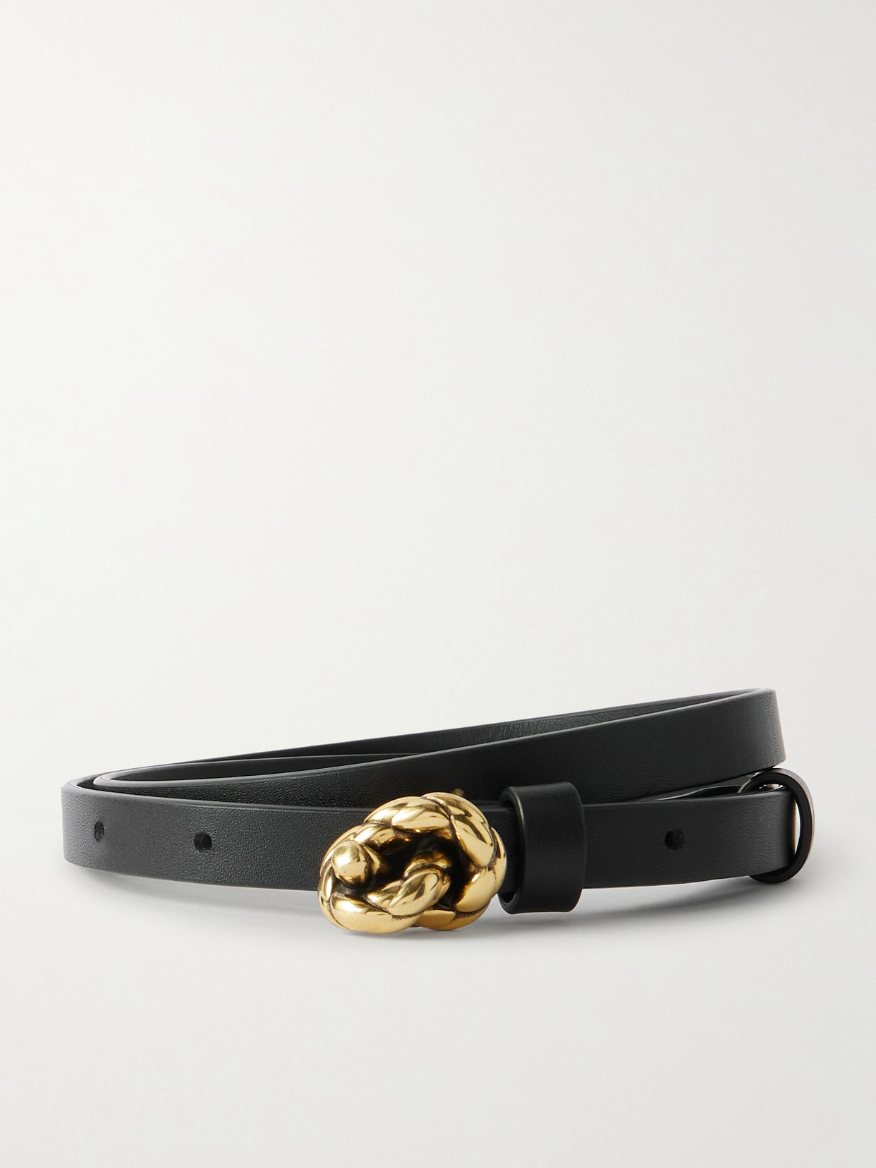 Bottega Veneta Knot Embellished Leather Belt In Black