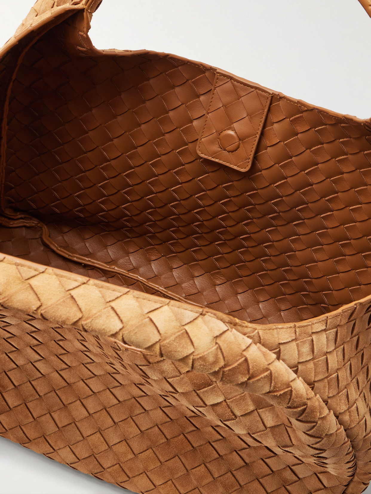 Bottega Veneta Campana Large Intrecciato Suede Leather Shoulder Bag In Brown