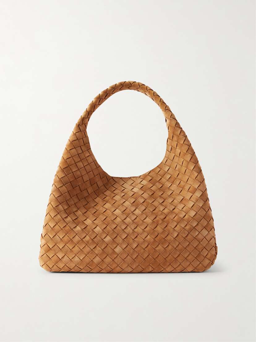 Bottega Veneta Campana Large Intrecciato Suede Shoulder Bag