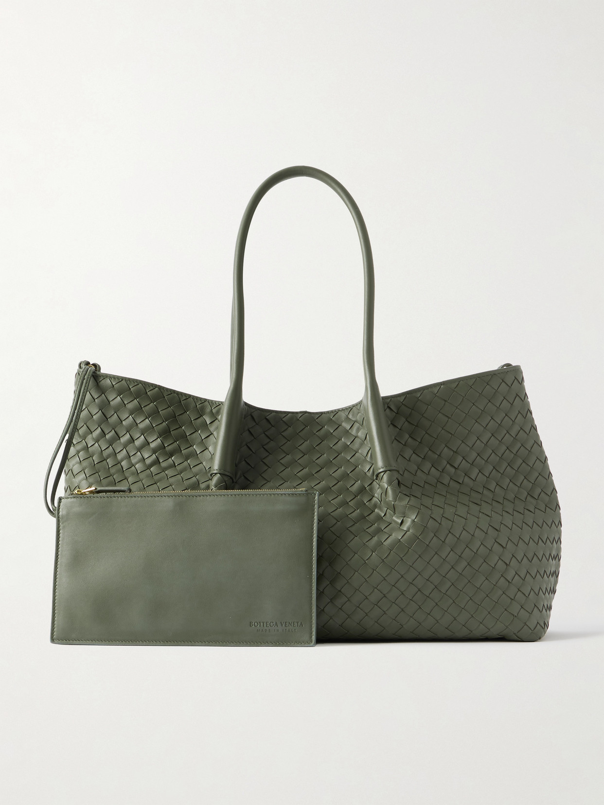 Bottega Veneta Pinacoteca Intrecciato Leather Tote In Green