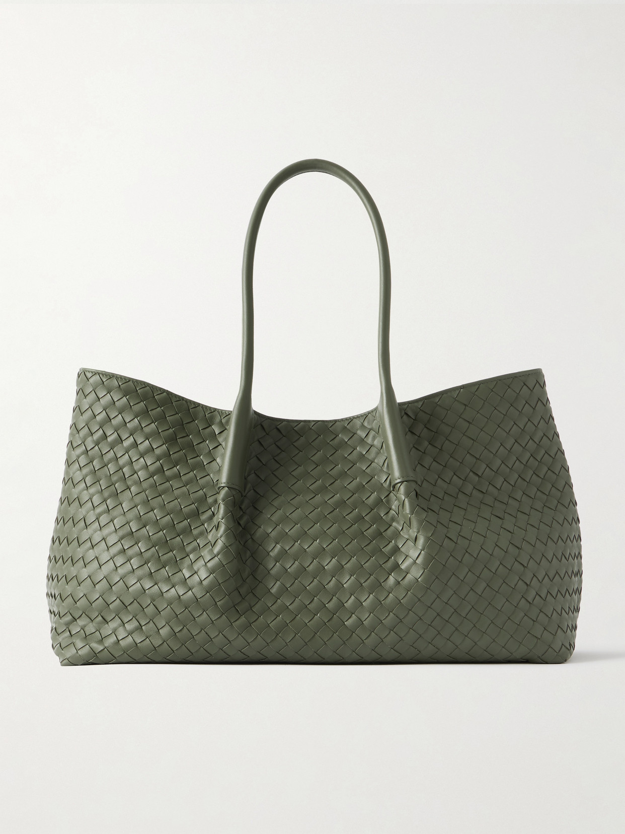 Bottega Veneta Pinacoteca Intrecciato Leather Tote In Green