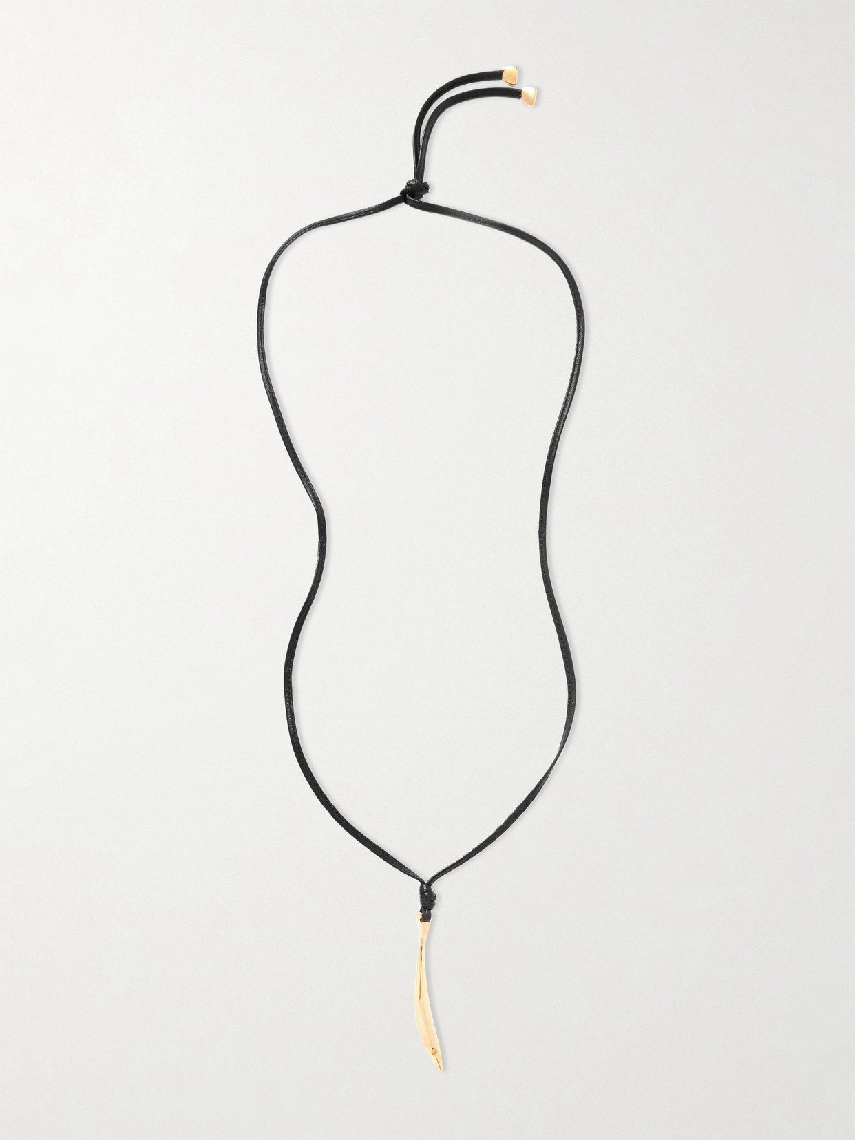 Bottega Veneta Gold-plated And Leather Necklace In Black